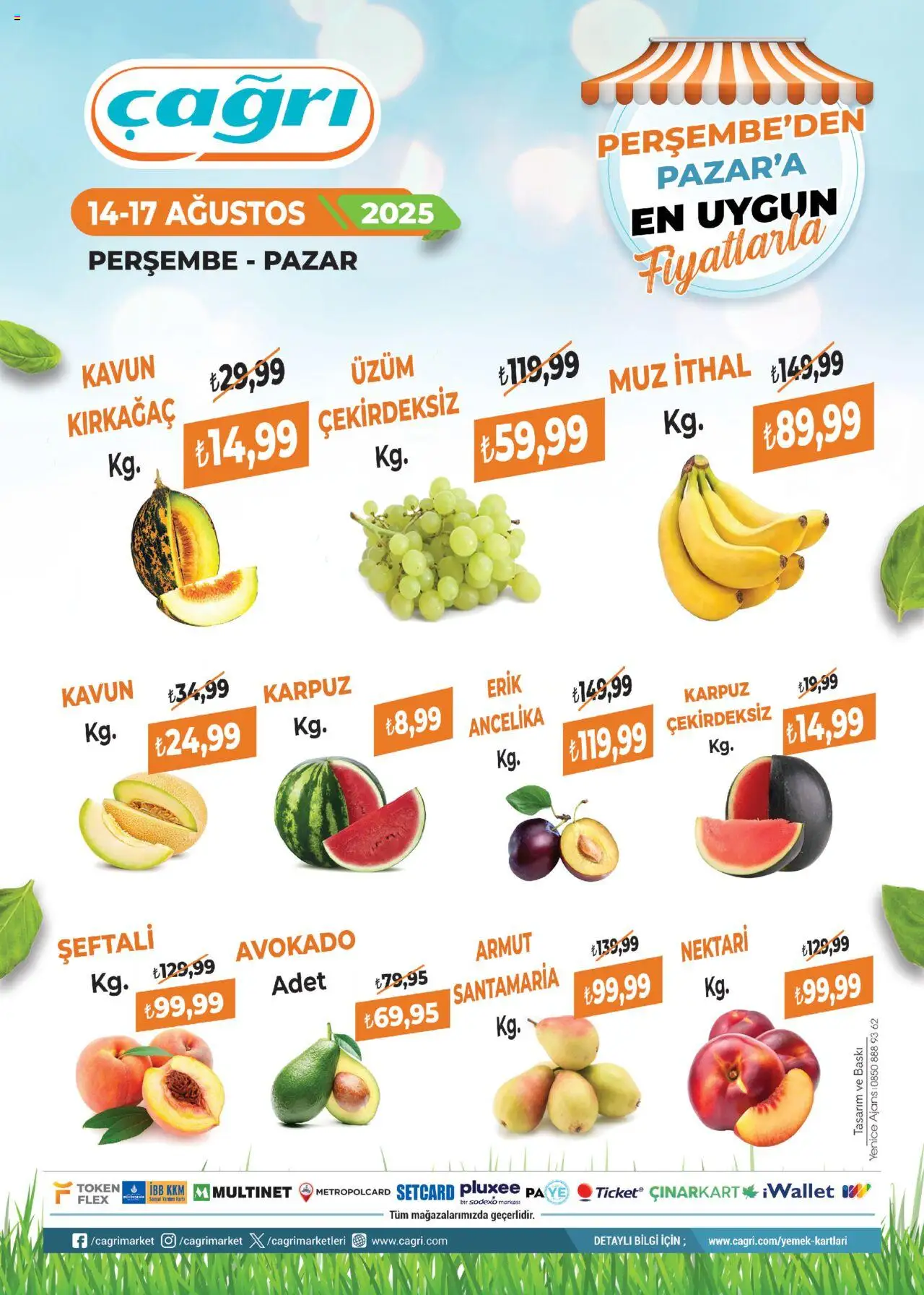 Çağrı Market Manav Katalog - 14.08.2025 tarihinden itibaren geçerlidir | Sayfa: 1 | Ürünler: Erik, Karpuz, Üzüm, Kavun