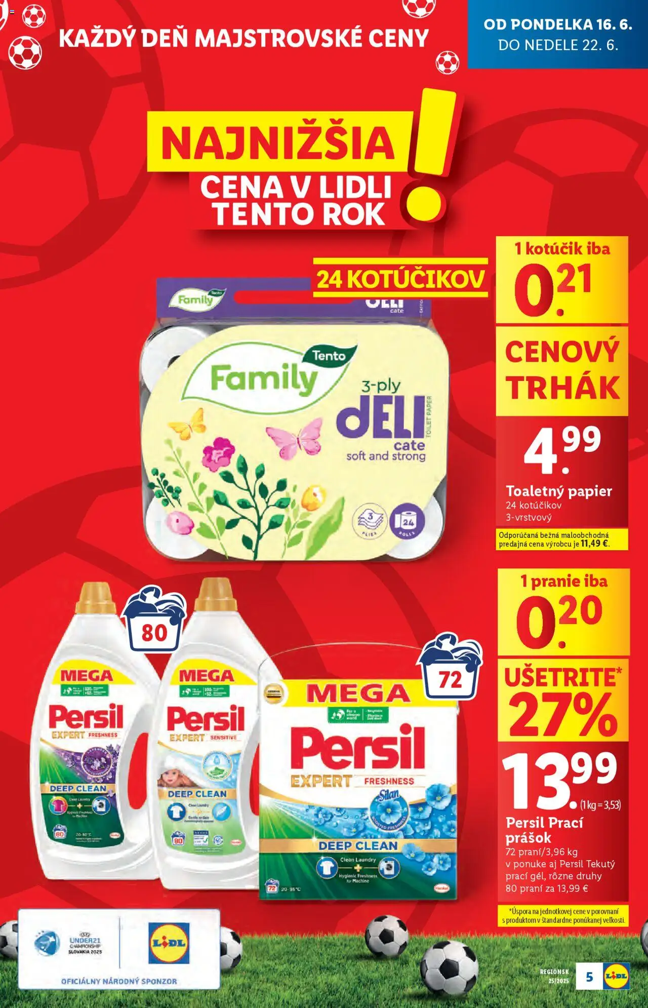 Lidl leták │ platný od 16.06.2025 | Strana: 5 | Produkty: Persil, Prací prášok, Silan, Toaletný papier