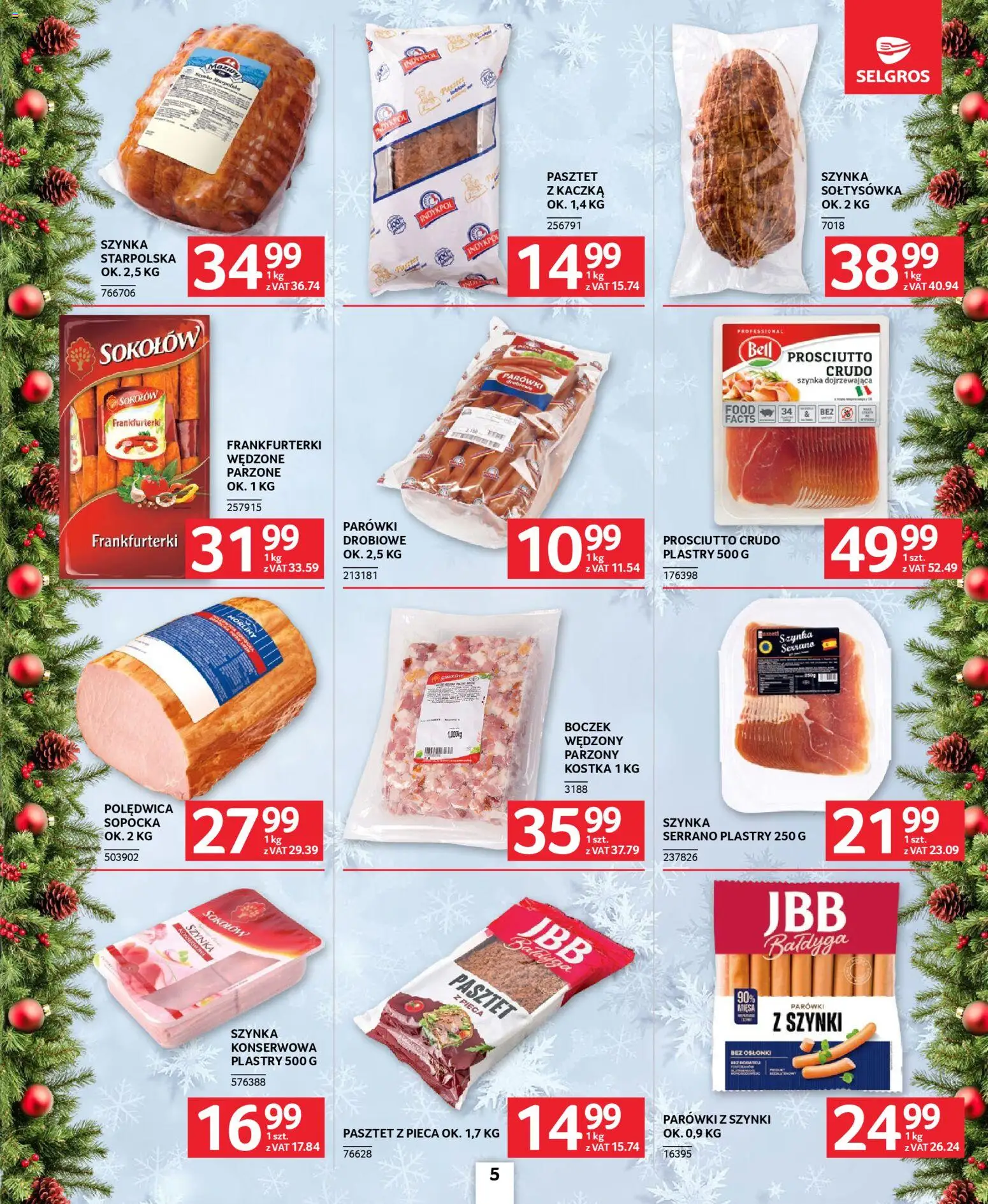 Selgros cash&carry Gazetka - Oferta dla gastronomii od 04.12.2025 | Strona: 5 | Produkty: Frankfurterki, Parówki z szynki, Parówki, Szynka