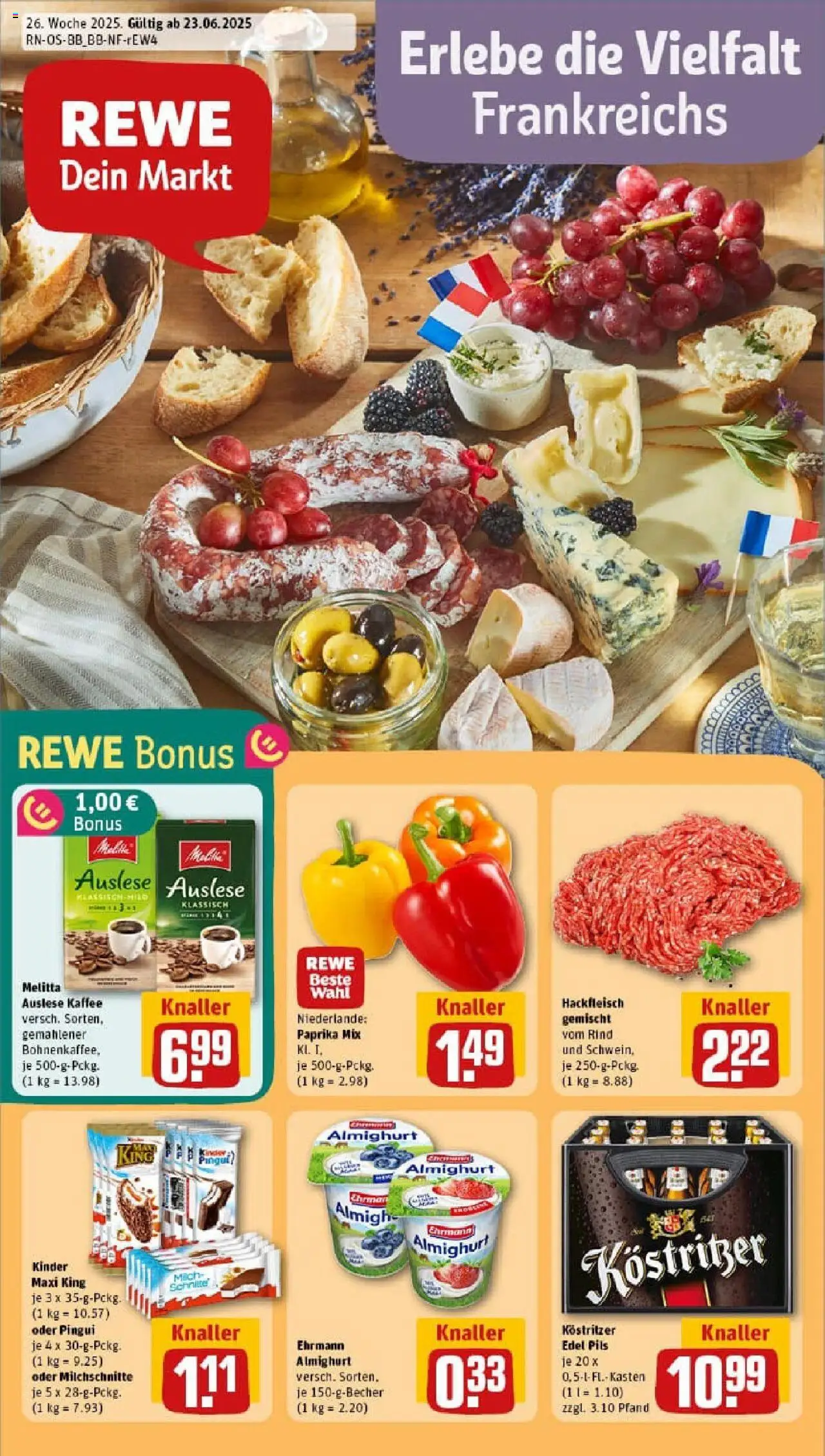 Rewe prospekt Dahme / Mark	 - gültig ab dem 22.06.2025 | Seite: 1 | Produkte: Ehrmann almighurt, Kostritzer, Pils, Paprika