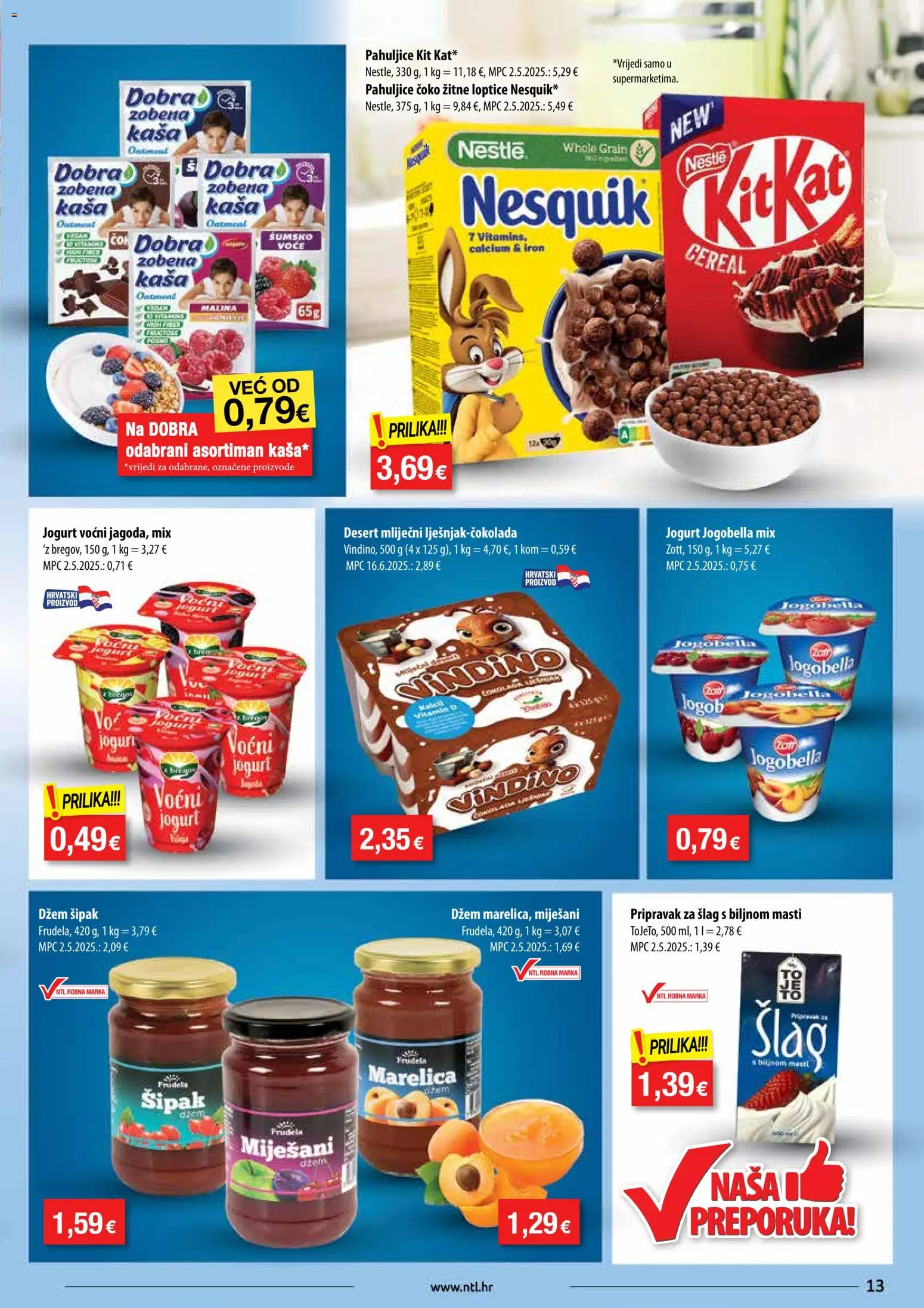 NTL katalog | vrijedi od 22.10.2025 | Stranica: 13 | Proizvodi: Pahuljice, Voće, Džem, Šlag
