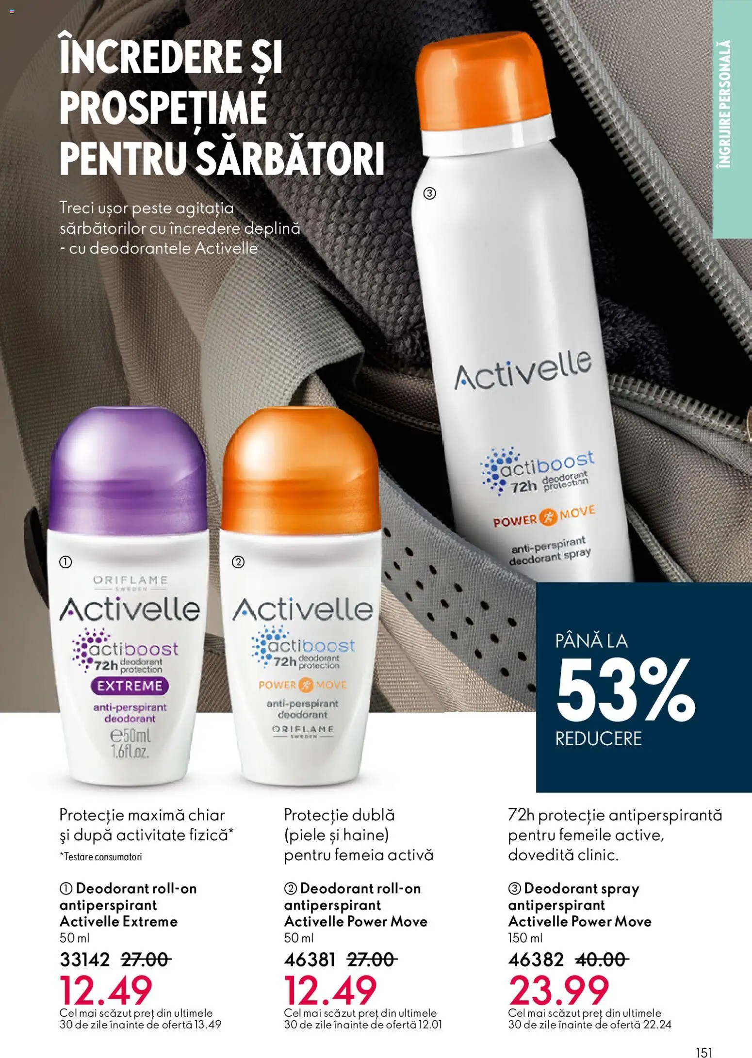 Noul catalog Oriflame – valabil de la 03.12.2025 | Pagină: 151 | Produse: Deodorant, Antiperspirant, Pește, Haine