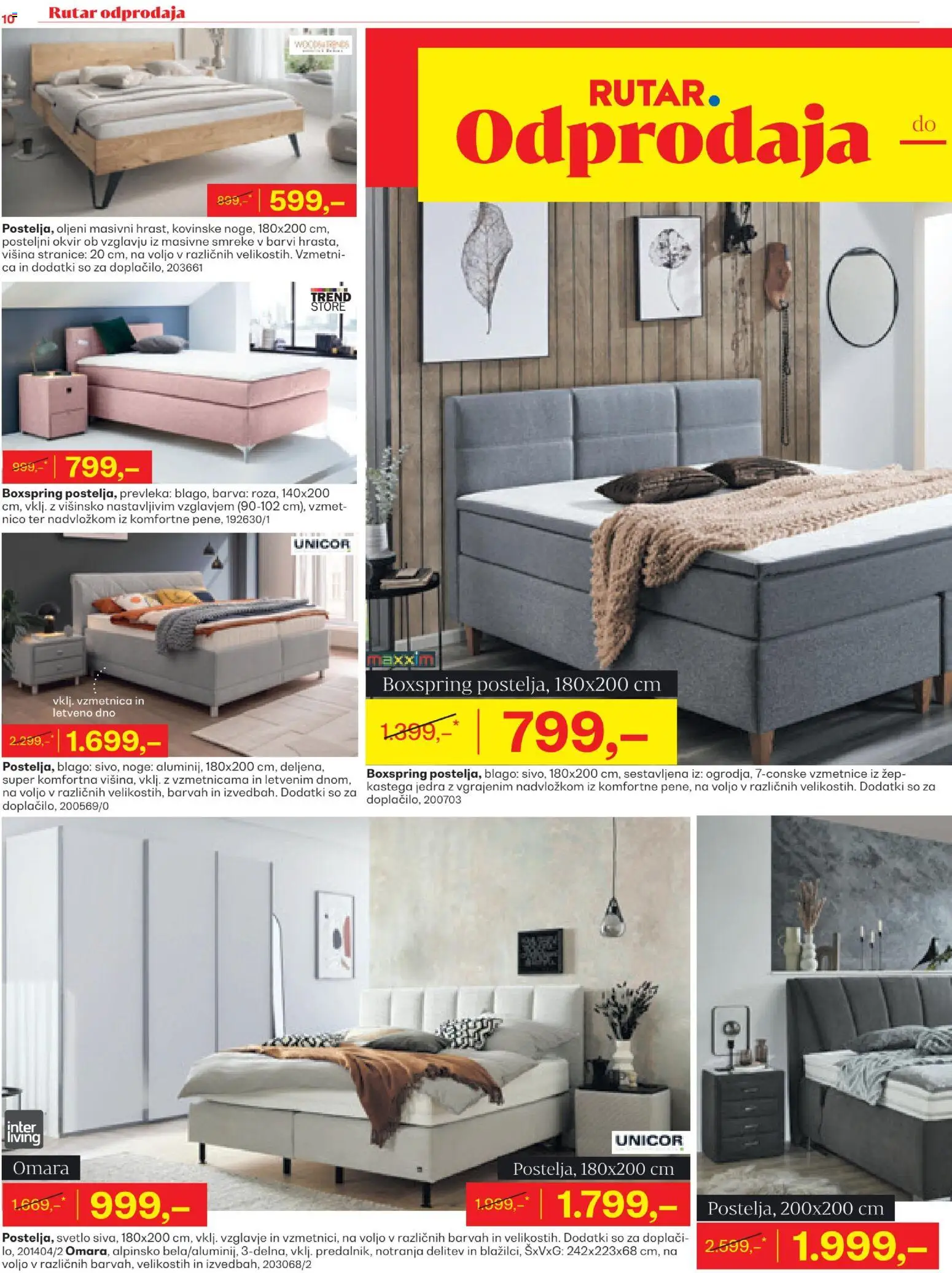 Novi Rutar katalog ponudbe – veljaven od 15.01.2026 | Stran: 10 | Izdelki: Okvir, Posteljni okvir, Vzmetnica, Barva