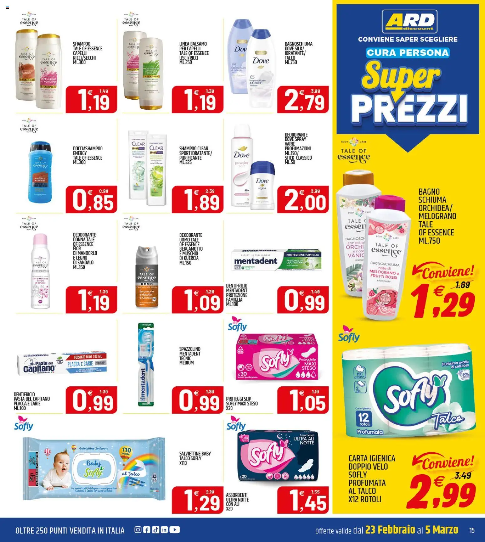 Volantino ARD Discount del 23.02.2026 | Pagina: 15 | Prodotti: Balsamo, Deodorante, Slip, Pasta