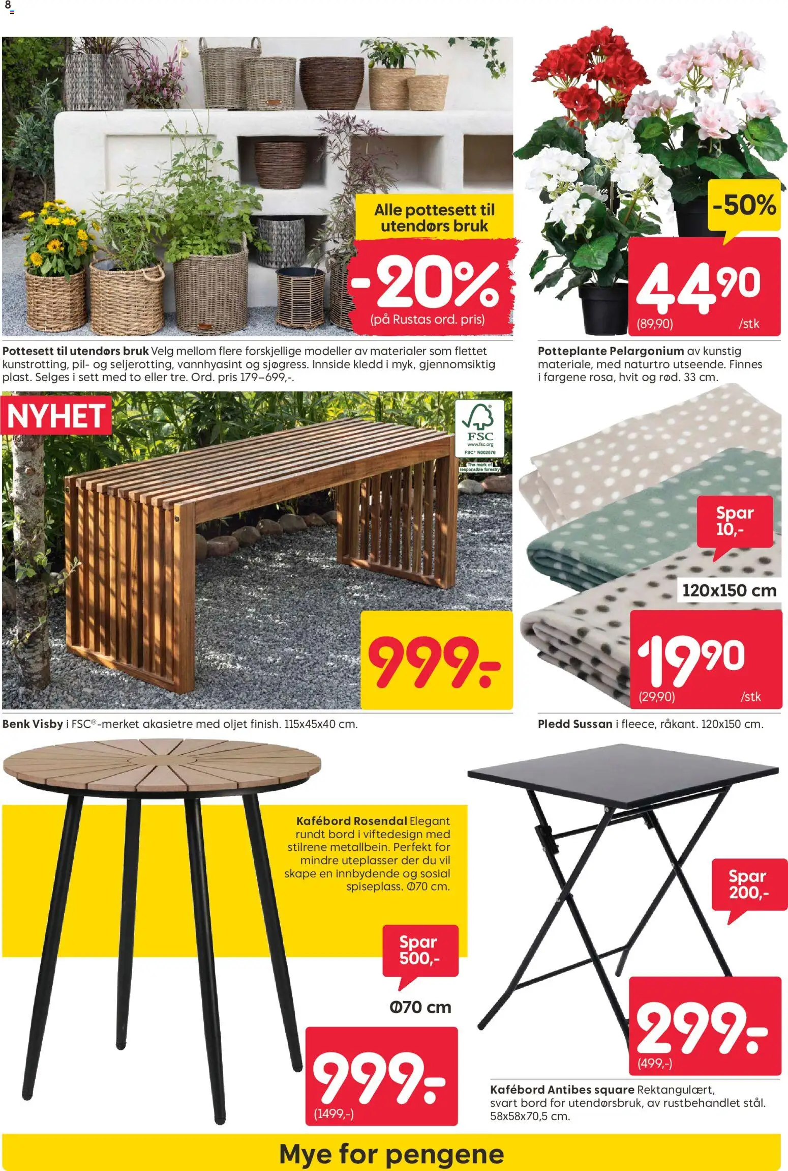 {H1} | Side: 8 | Produkter: Pledd, Benk, Bord