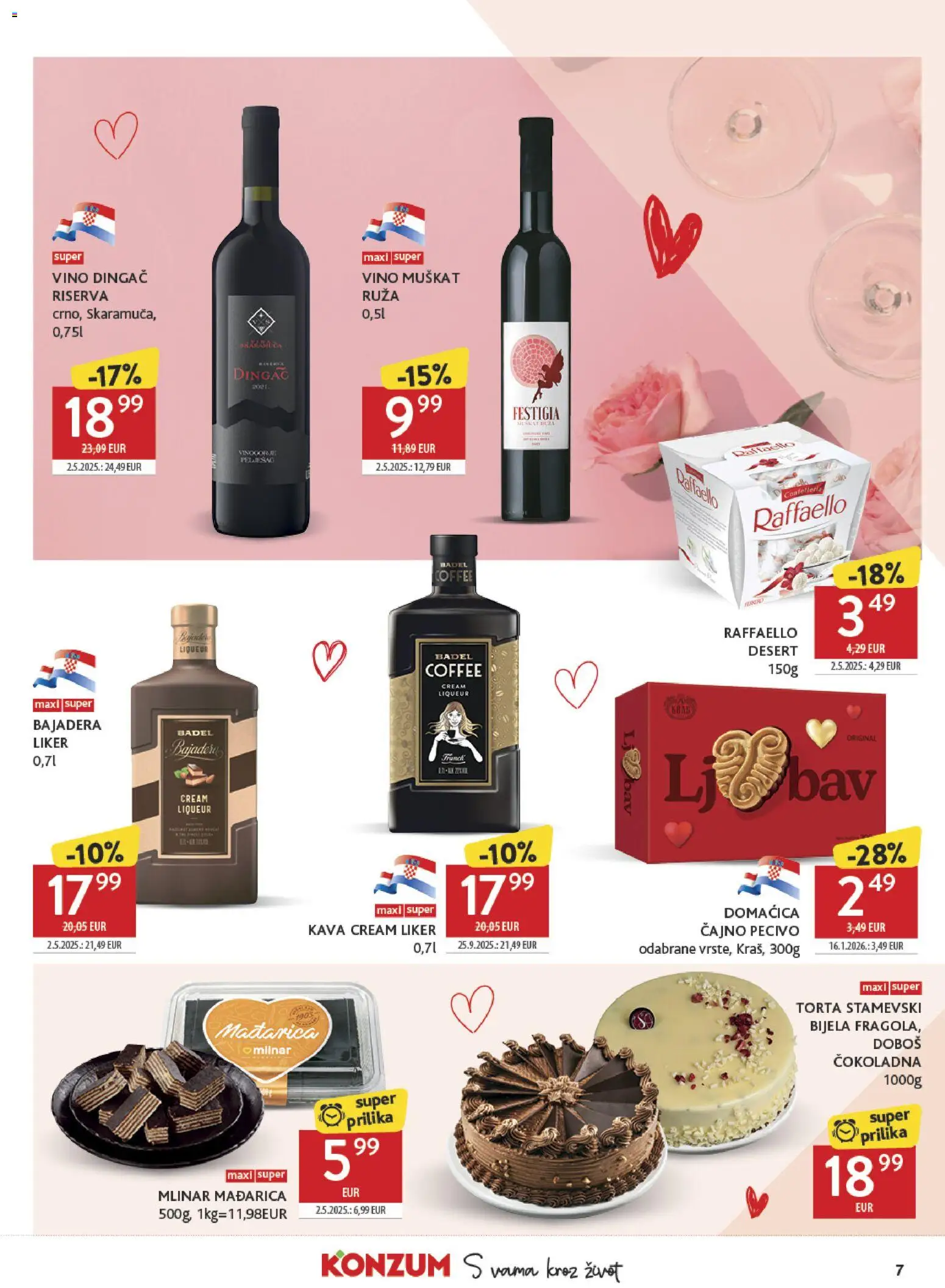 Konzum HR akciós ujság - amely érvényes a következő dátumtól: 04.02.2026 | Oldal: 7 | Termékek: Torta, Raffaello