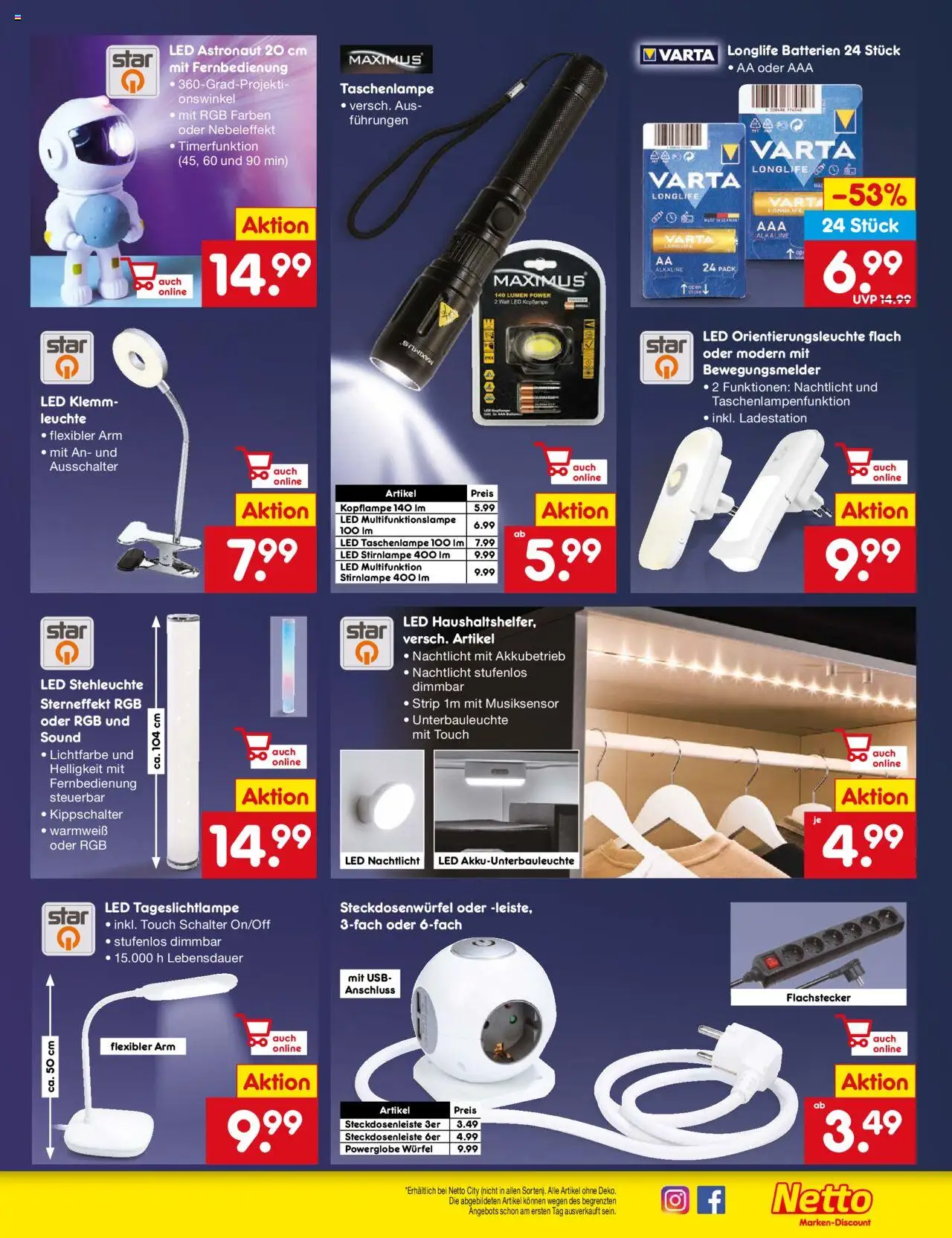 Netto Marken-Discount Prospekt 	 – gültig ab 20.10.2025 | Seite: 37 | Produkte: USB, Batterien, Stirnlampe, Nachtlicht