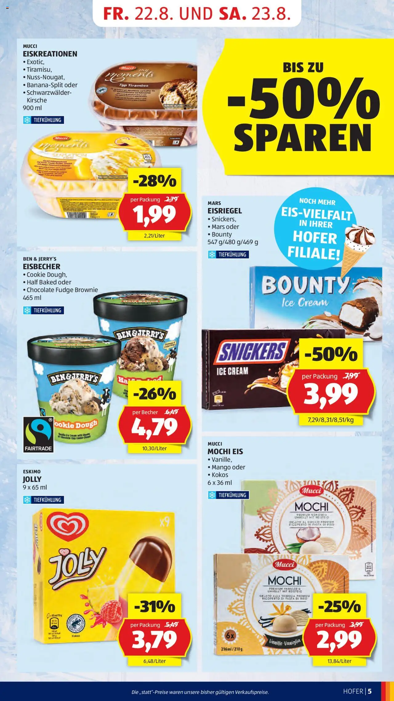 Hofer Flugblatt gültig ab 22.08.2025 | Seite: 7 | Produkte: Pasta, Eis, Mango