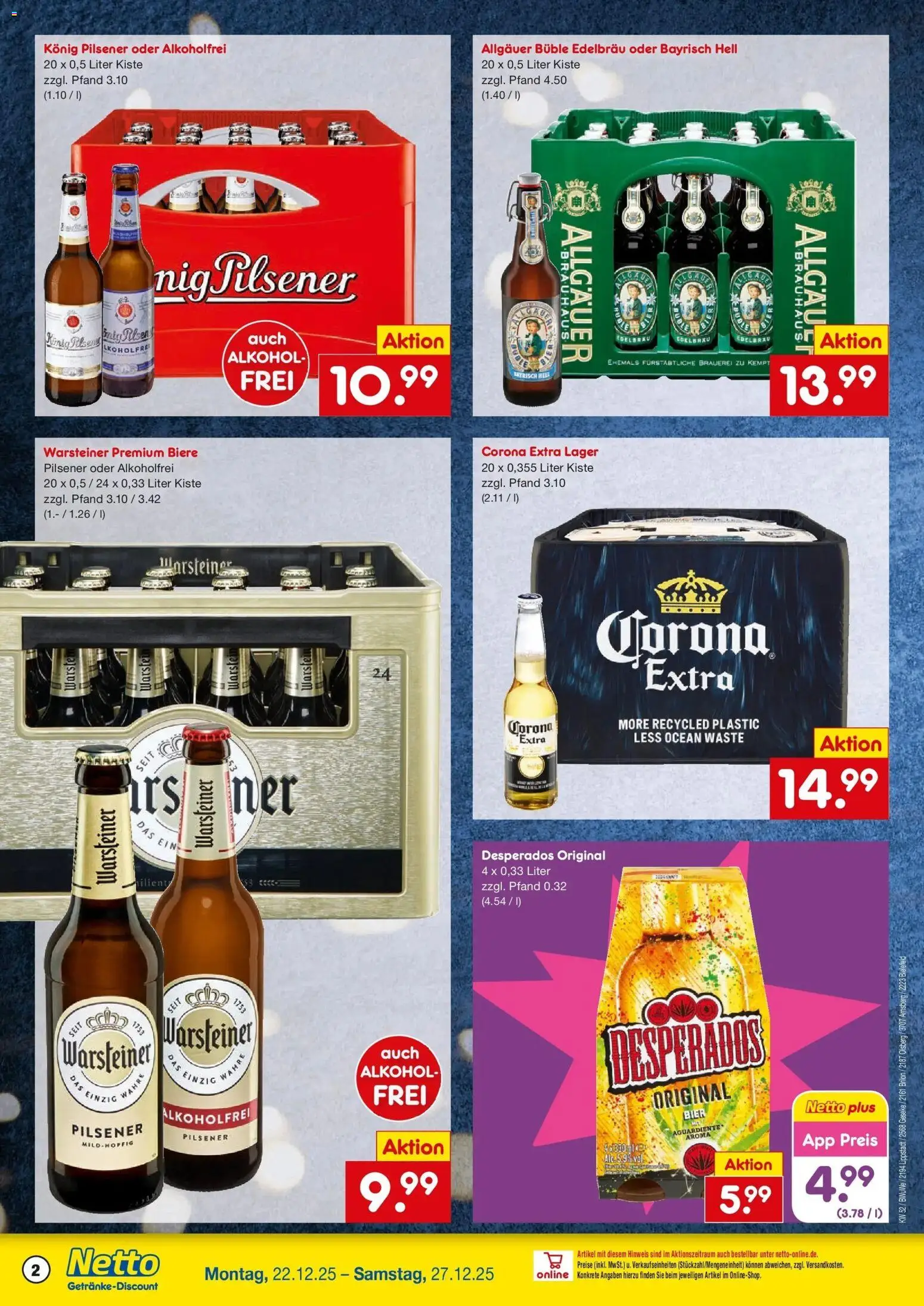 Netto Marken-Discount prospekt Lippstadt	 – gültig ab 22.12.2025 | Seite: 2 | Produkte: Konig pilsener, Bier, Warsteiner, Desperados