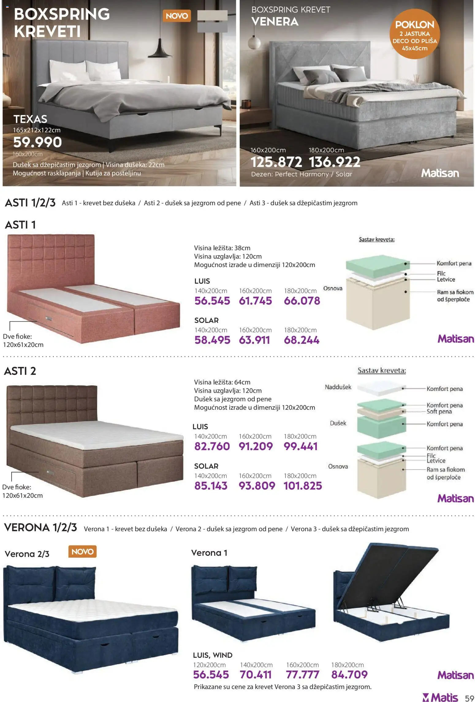 Matis katalog - važi od 01.01.2025 | Strana: 59 | Proizvode: Krevet, Dušek, Kutija