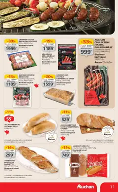 Auchan akciós ujság - amely érvényes a következő dátumtól: 24.07.2025 | Oldal: 11 | Termékek: Grillkolbász, Debreceni, Kifli, Grill