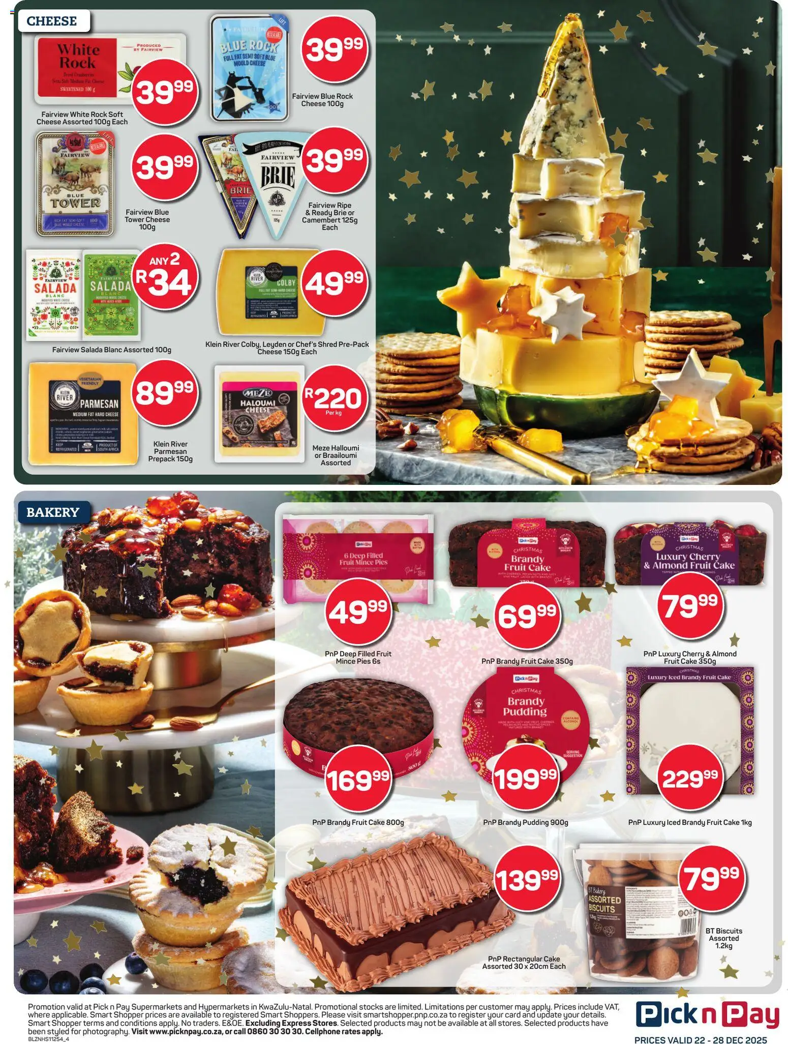New Pick n Pay catalogue – valid from 22.12.2025 | Page: 4 | Products: Bakery, Brandy, Cheese, Biscuits