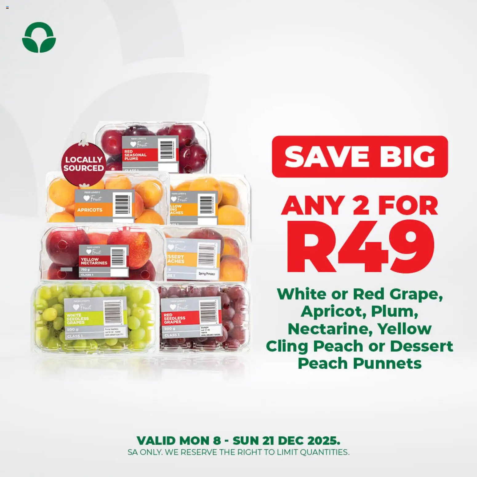 New Food Lover's Market catalogue – valid from 08.12.2025 | Page: 2 | Products: Fruit, Peach, Nectarines, Grapes