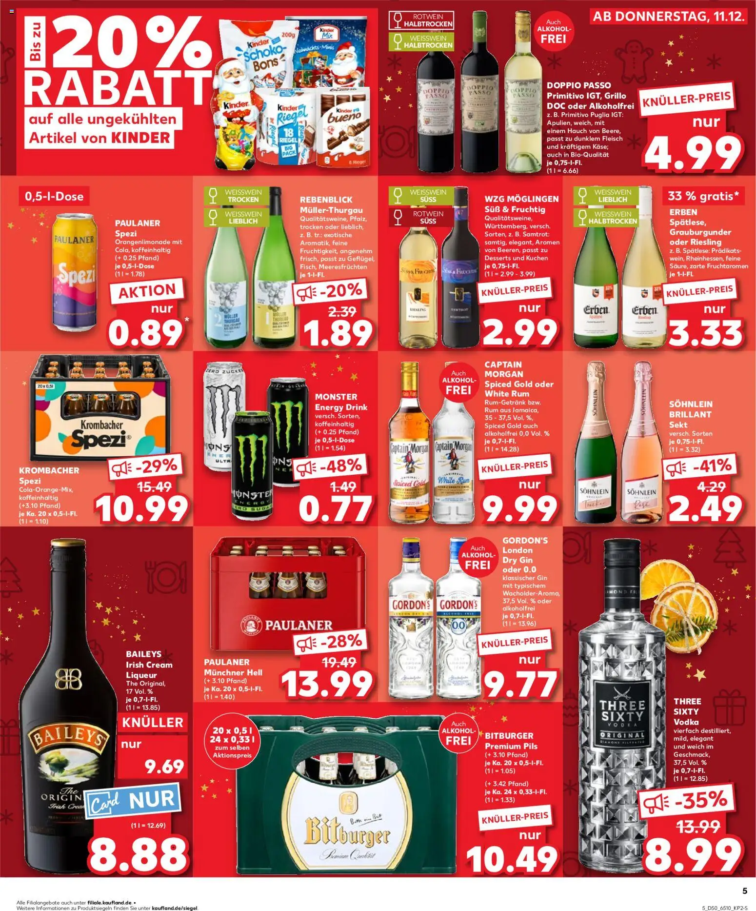 Kaufland prospekt Köln	 – gültig ab 11.12.2025 | Seite: 5 | Produkte: Weißwein, Rum, Pils, Doppio passo primitivo