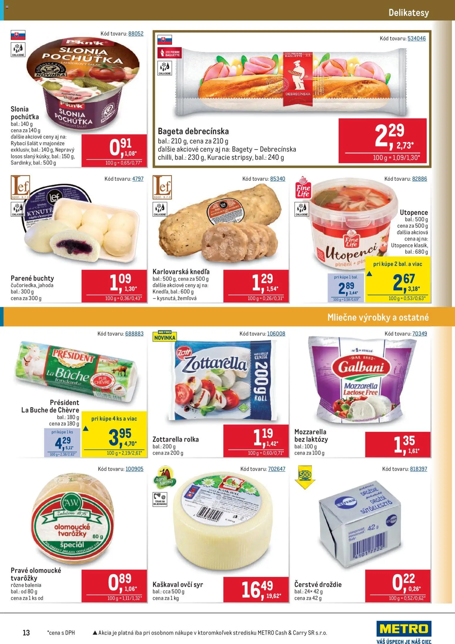 Nové Metro akcie – leták je platný od 11.02.2026 | Strana: 13 | Produkty: Syr, Mozzarella, Losos, Šalát