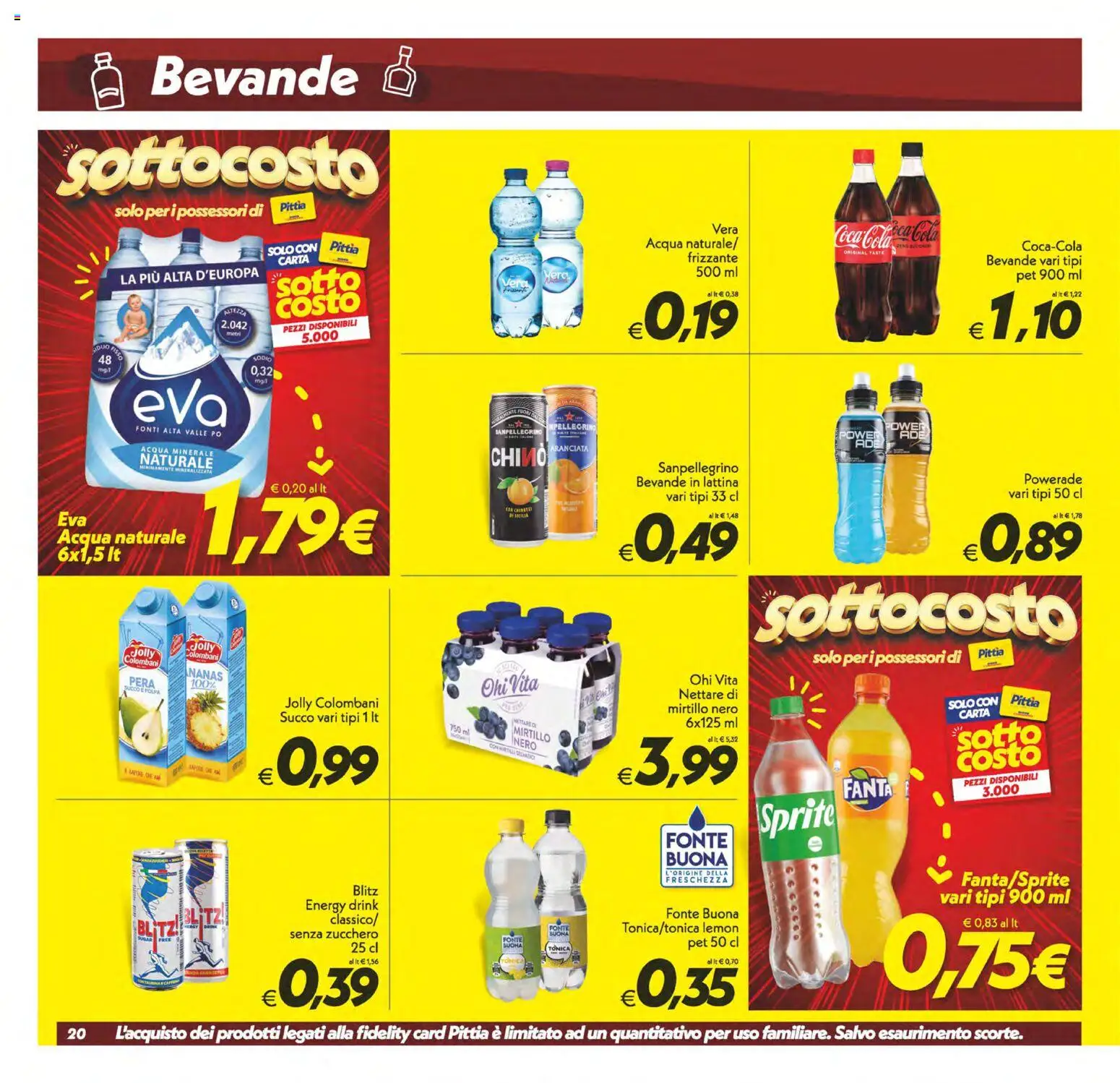 Volantino SuperConveniente del 24.02.2026 | Pagina: 20 | Prodotti: Acqua, Zucchero, Fanta, Coca Cola