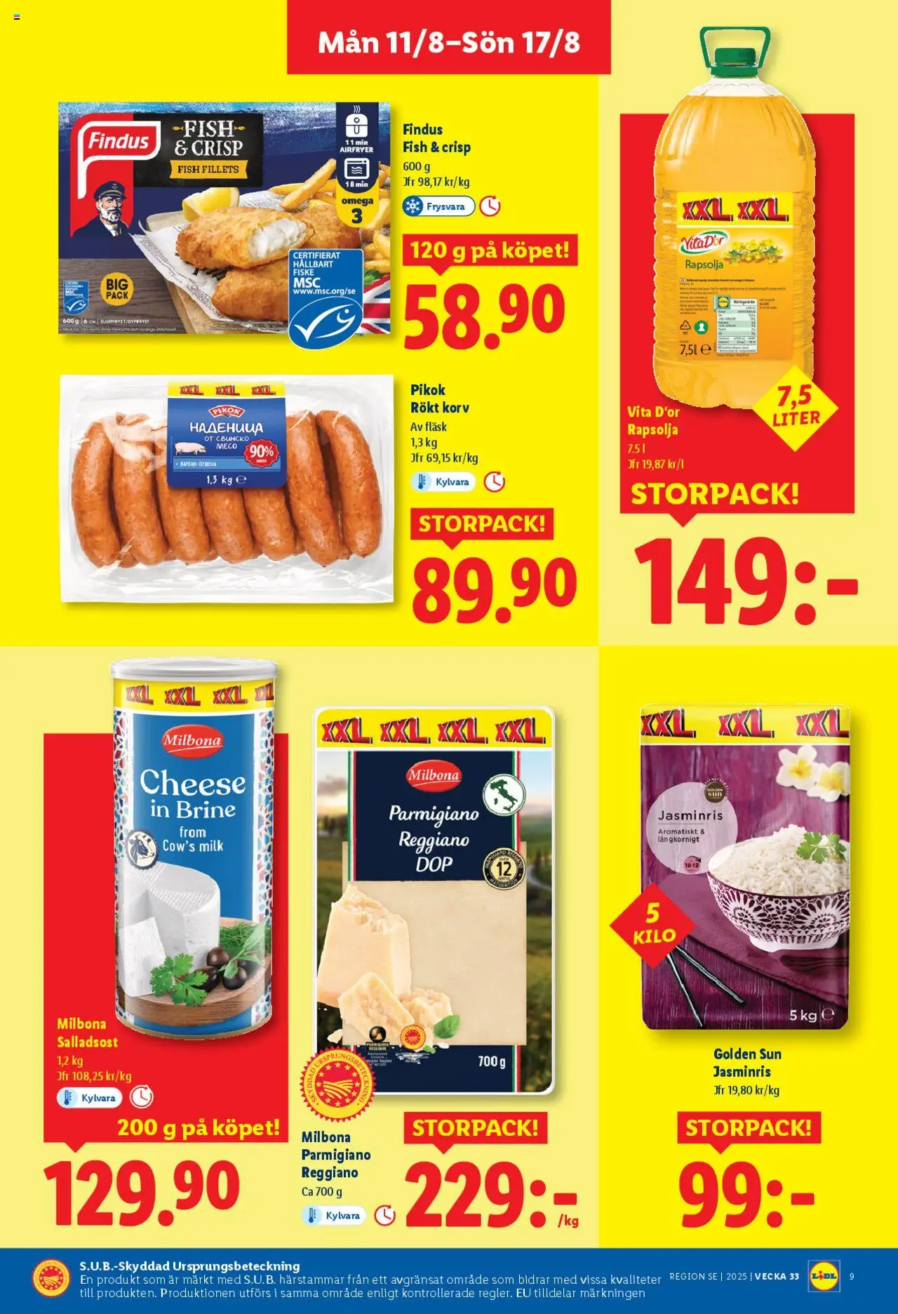 Lidl reklamblad aktuell från 11.08.2025 | Sida: 9 | Produkter: Rapsolja, Fläsk, Airfryer
