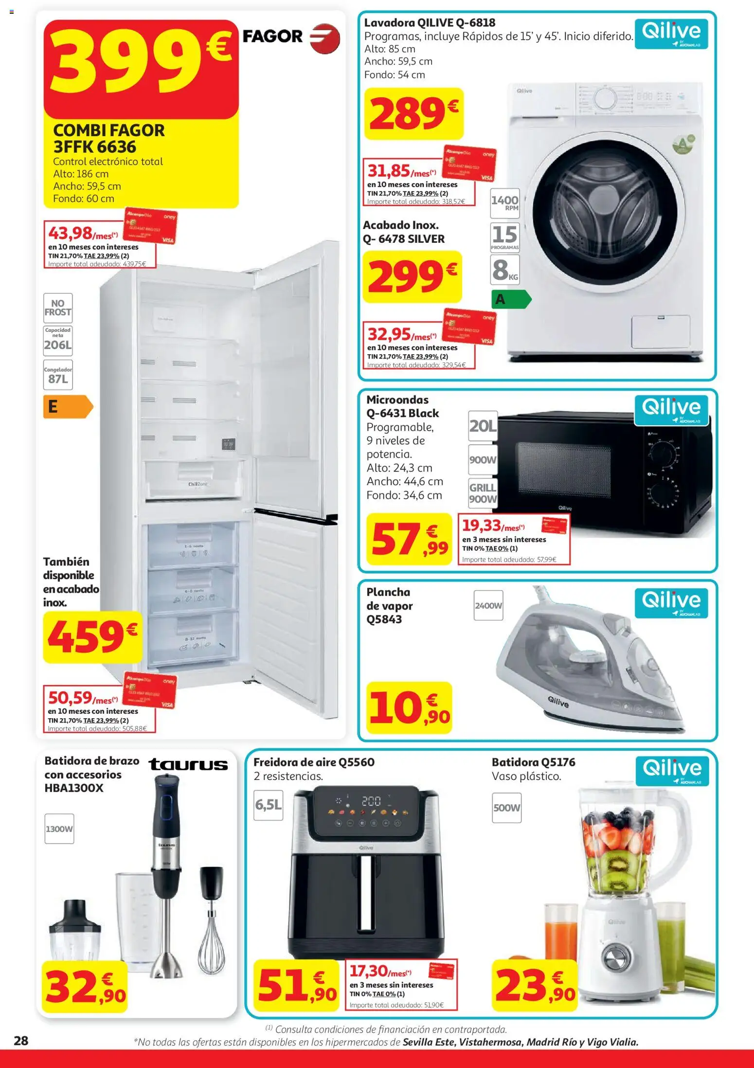 Alcampo HG Nacional Cat │ válido desde el 21.04.2026 | Página: 28 | Productos: Congelador, Combi, Plancha, Freidora