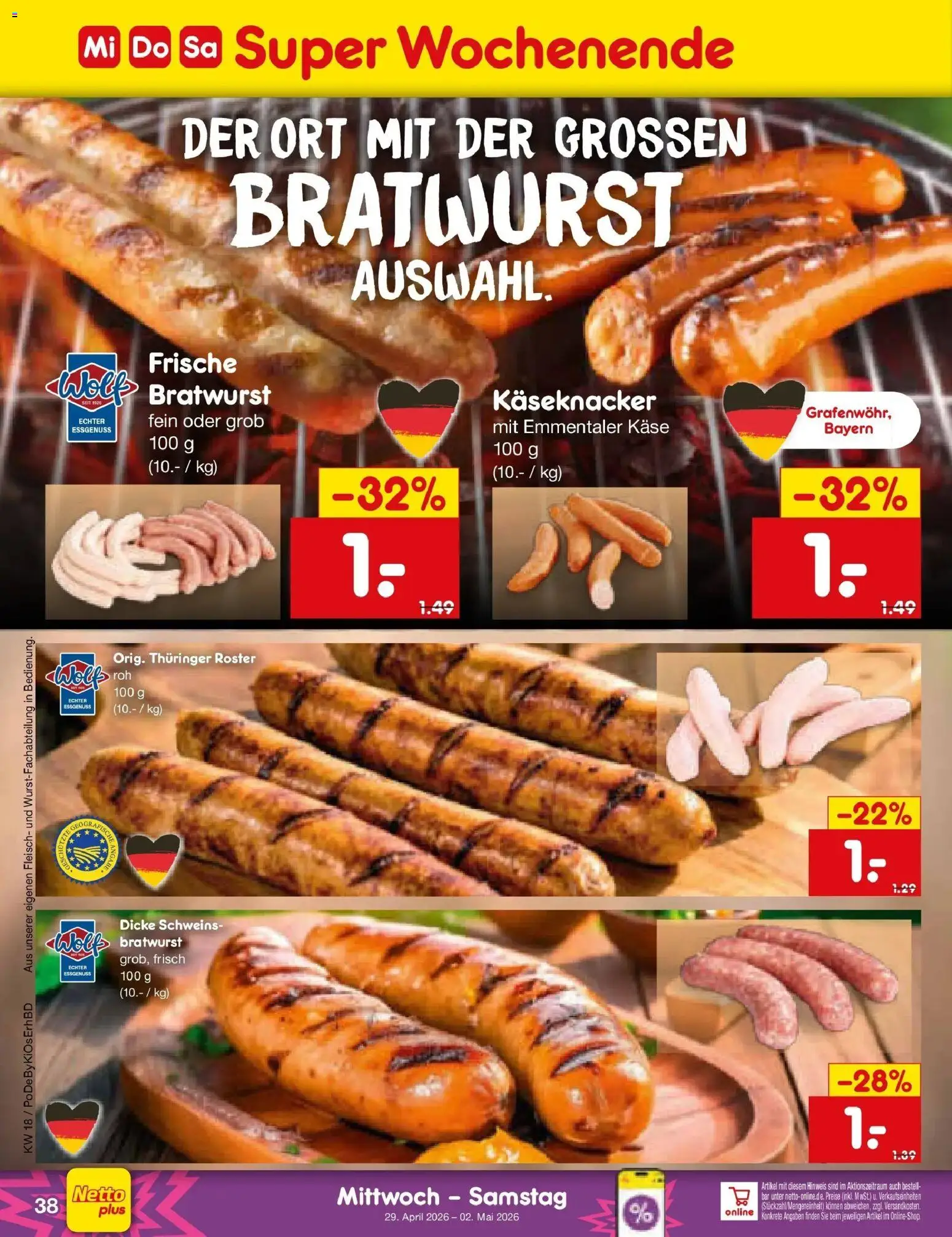 Netto Marken-Discount Prospekt Ergolding	 – gültig ab 27.04.2026 | Seite: 54 | Produkte: Käse, Bratwurst, Fleisch