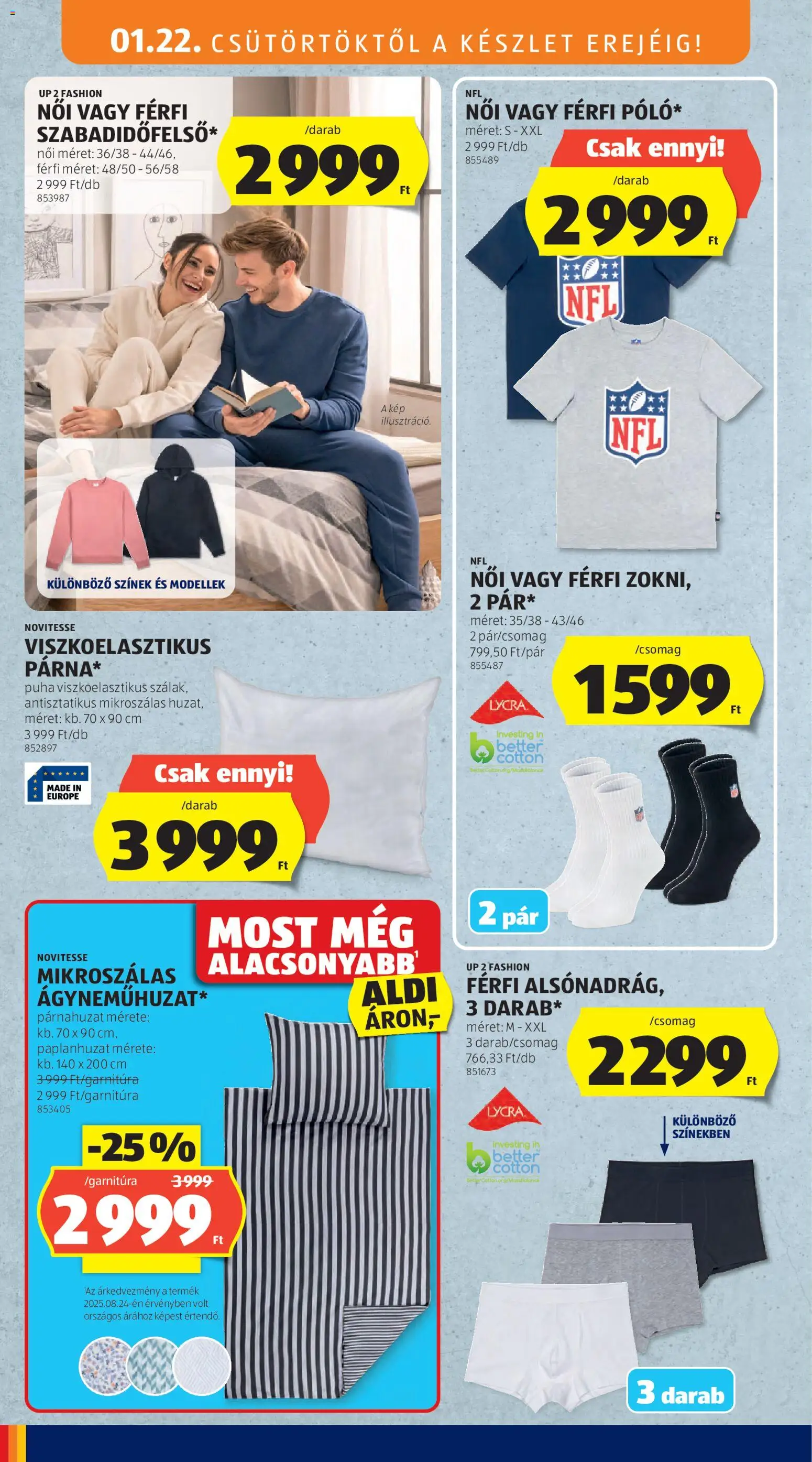 Aldi akciós ujság - amely érvényes a következő dátumtól: 22.01.2026 | Oldal: 6 | Termékek: Párnahuzat