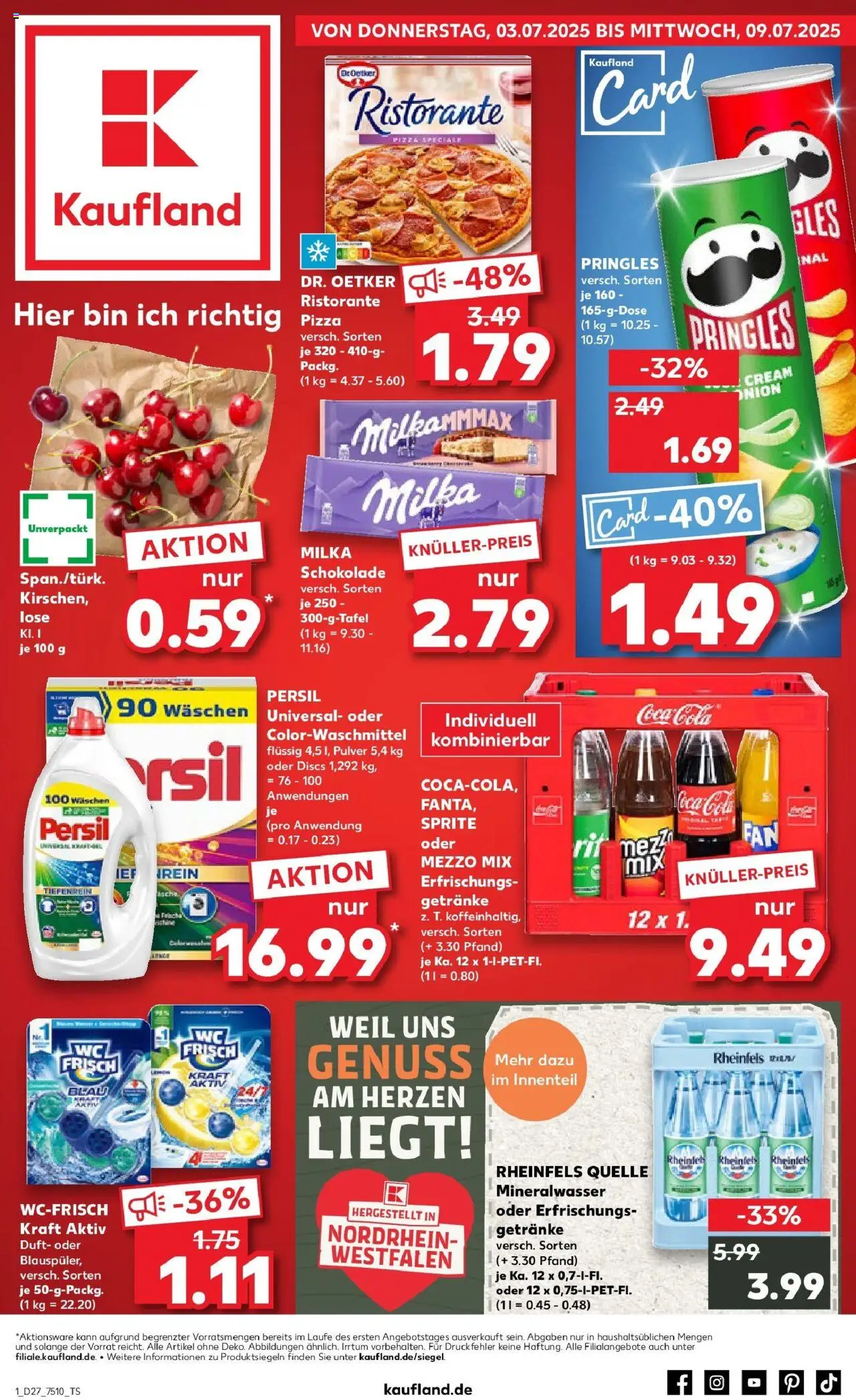 Kaufland prospekt Gütersloh	 - gültig ab dem 03.07.2025 | Seite: 1 | Produkte: Milka, Mineralwasser, Oder mezzo mix, Persil
