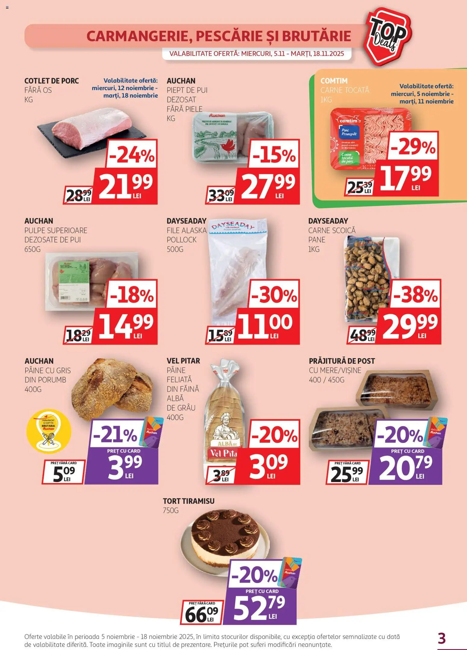 Noul catalog Auchan – valabil de la 05.11.2025 | Pagină: 3 | Produse: Lait de coco, Hacıyatmaz Kedi Oyuncağı, Făină, Carne tocată