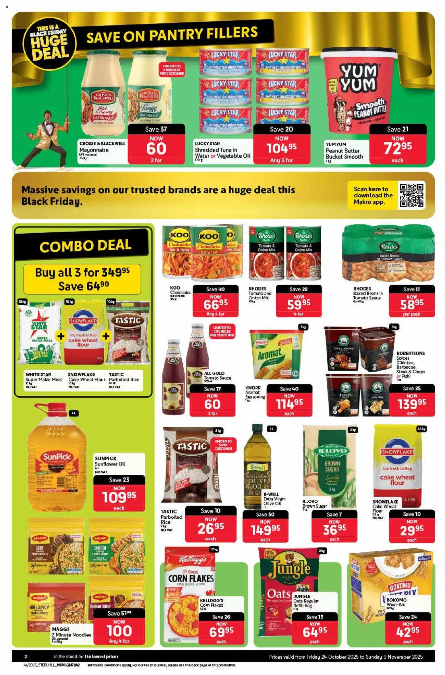 New Makro catalogue – valid from 24.10.2025 | Page: 2 | Products: Flour, Bag, Peanut butter, Sugar