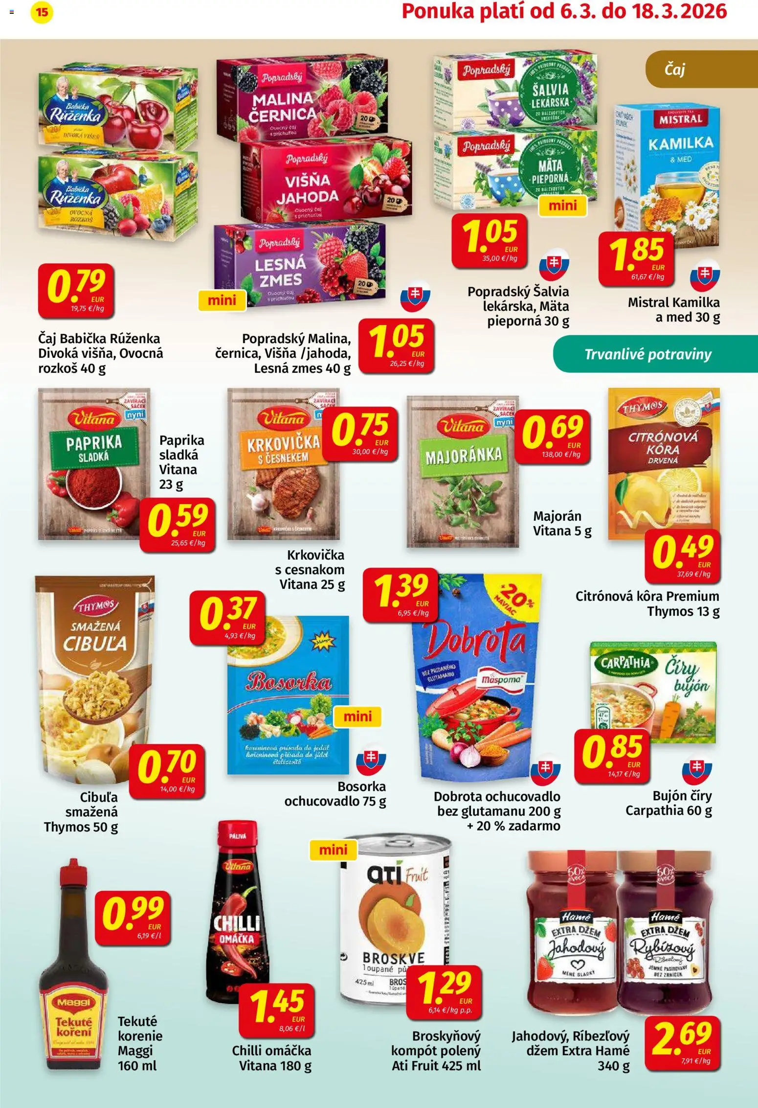 Nové Koruna akcie – leták je platný od 06.03.2026 | Strana: 15 | Produkty: Paprika, Chilli, Cibuľa, Majorán