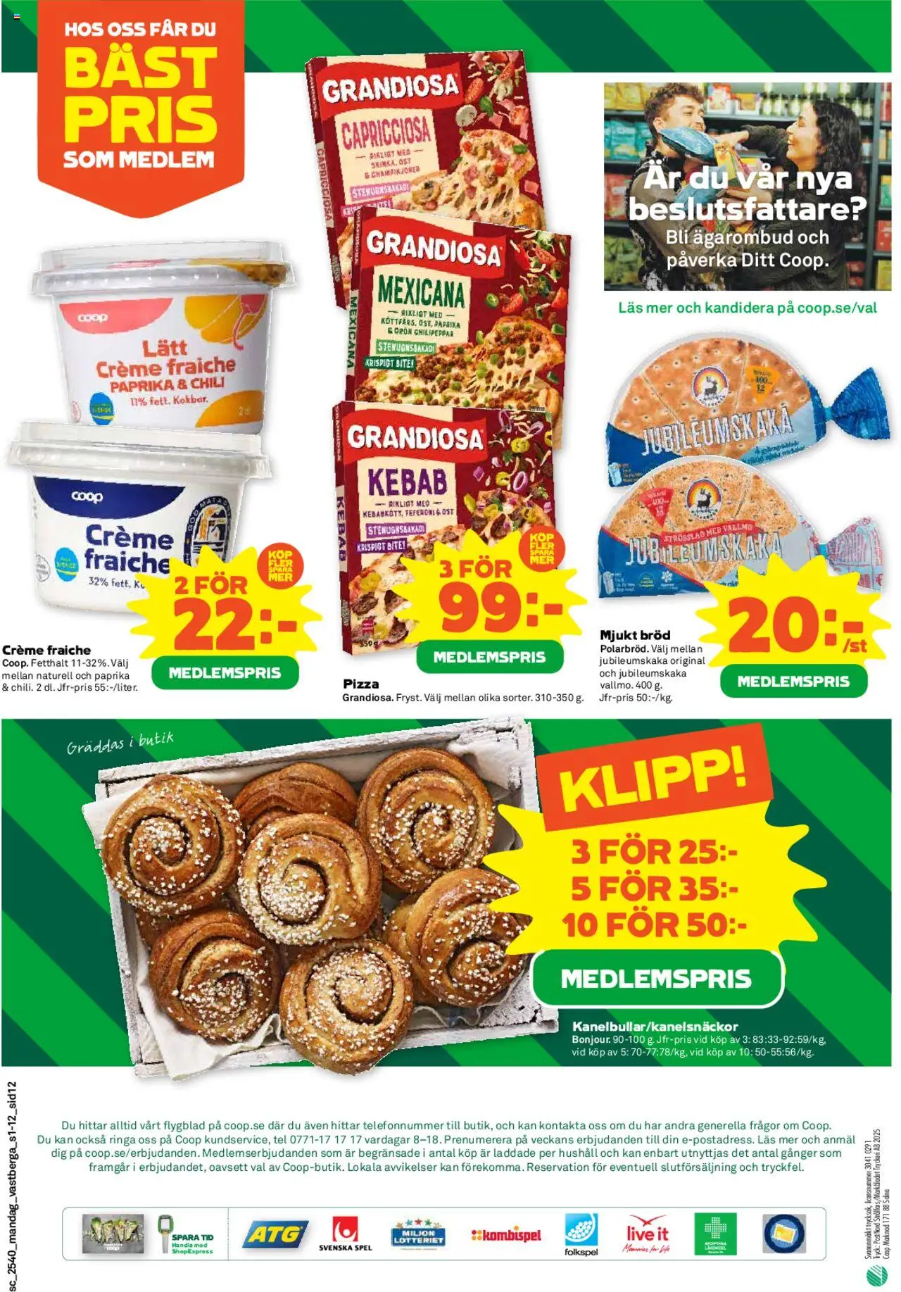 Coop Forum reklamblad aktuell från 29.09.2025 | Sida: 12 | Produkter: Creme fraiche, Bröd, Chili, Champinjoner