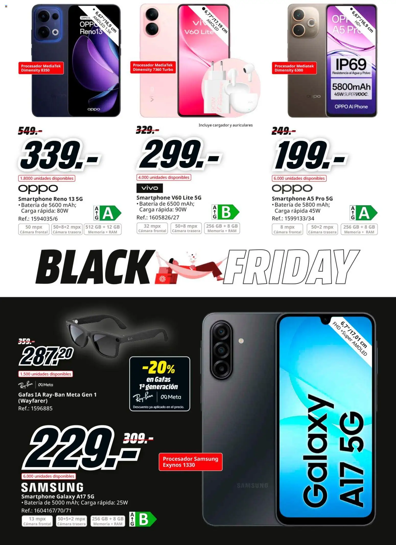 Media Markt Black Friday │ válido desde el 21.11.2025 | Página: 40 | Productos: Smartphone, Auriculares, Cámara, Batería