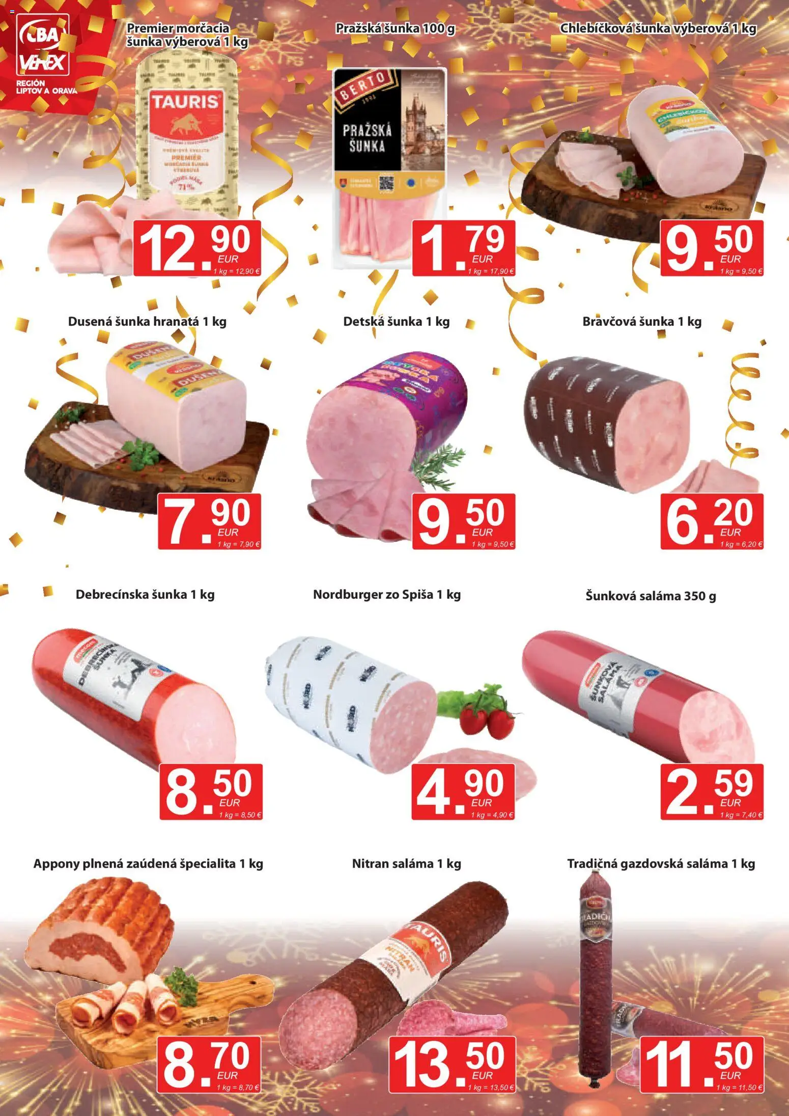 Nové CBA Verex akcie – leták je platný od 15.12.2025 | Strana: 2 | Produkty: Saláma, Šunka