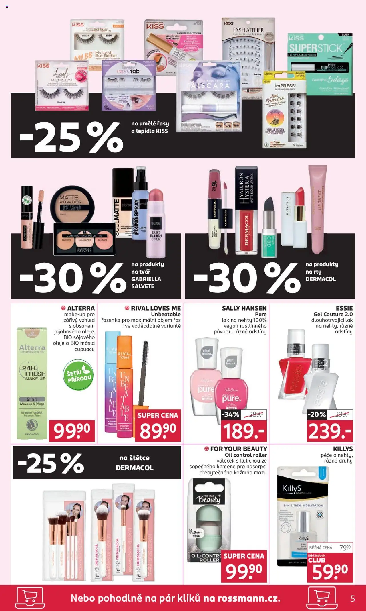 Rossmann leták od 24.09.2025 | Strana: 5 | Produkty: Váleček, Řasenka, Umělé řasy, Lak na nehty