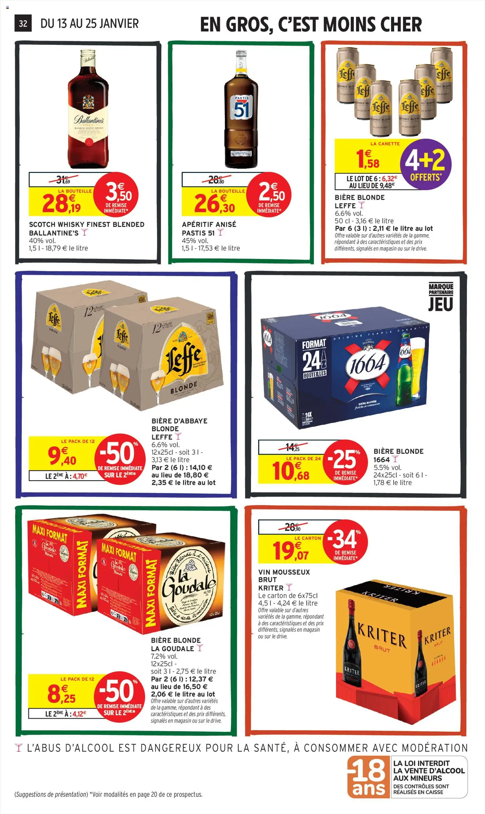 {H1} | Page: 32 | Produits: Biere blonde 1664, Goudale, Mousseux, Vin