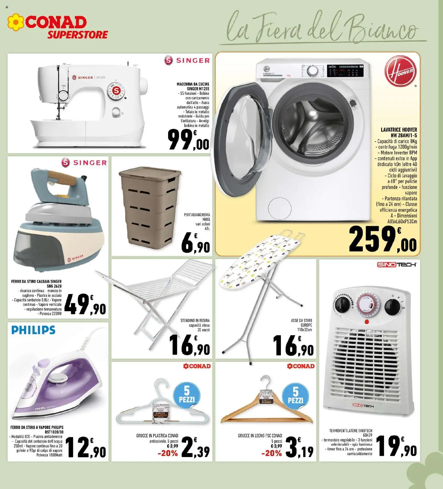 Volantino Conad del 02.01.2026 | Pagina: 27 | Prodotti: Centrifuga, Stendino, Ferro da stiro, Portabiancheria