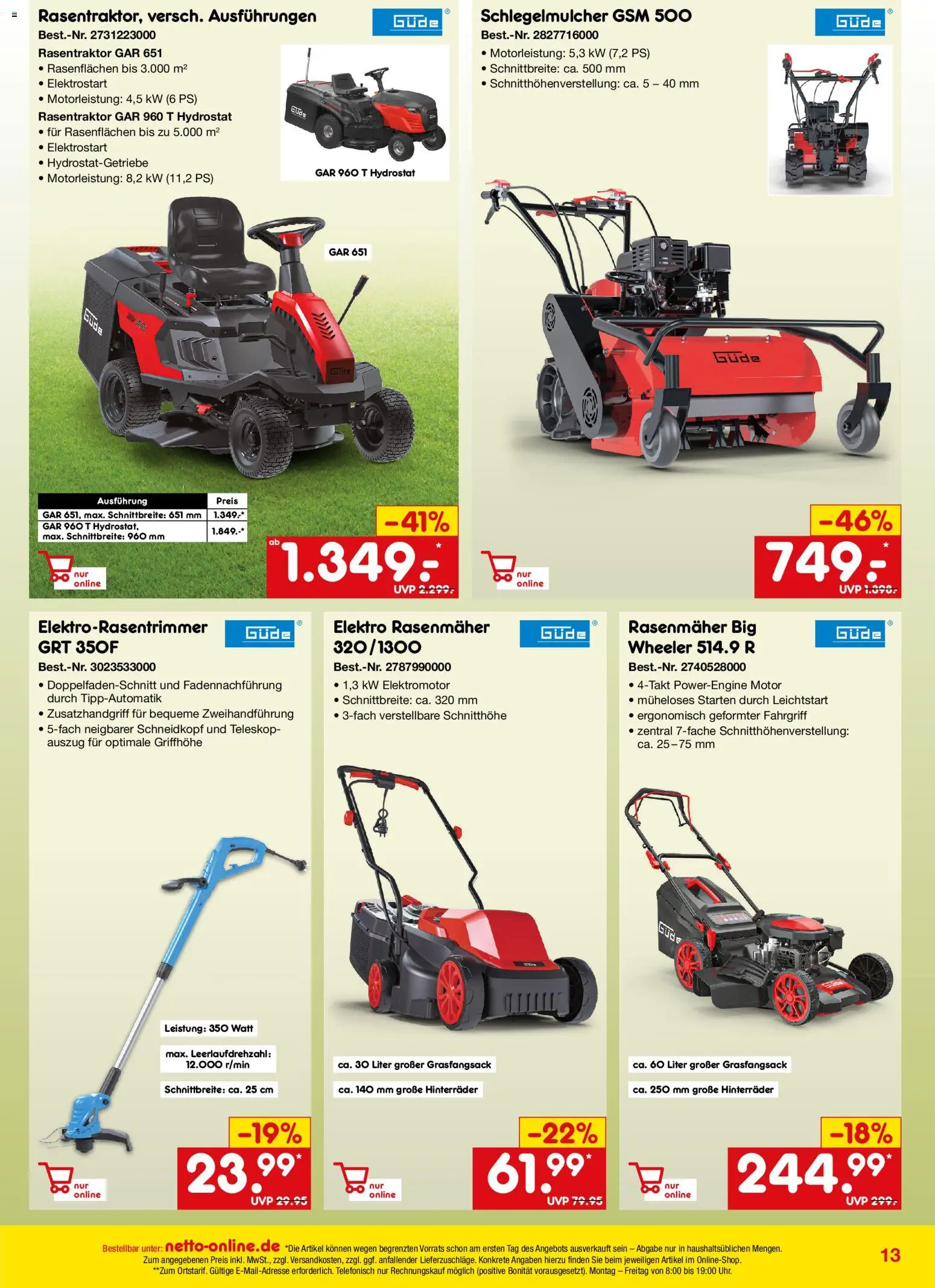 Netto Marken-Discount Online-Angebote Mai – gültig ab 01.05.2026 | Seite: 13 | Produkte: Rasenmäher