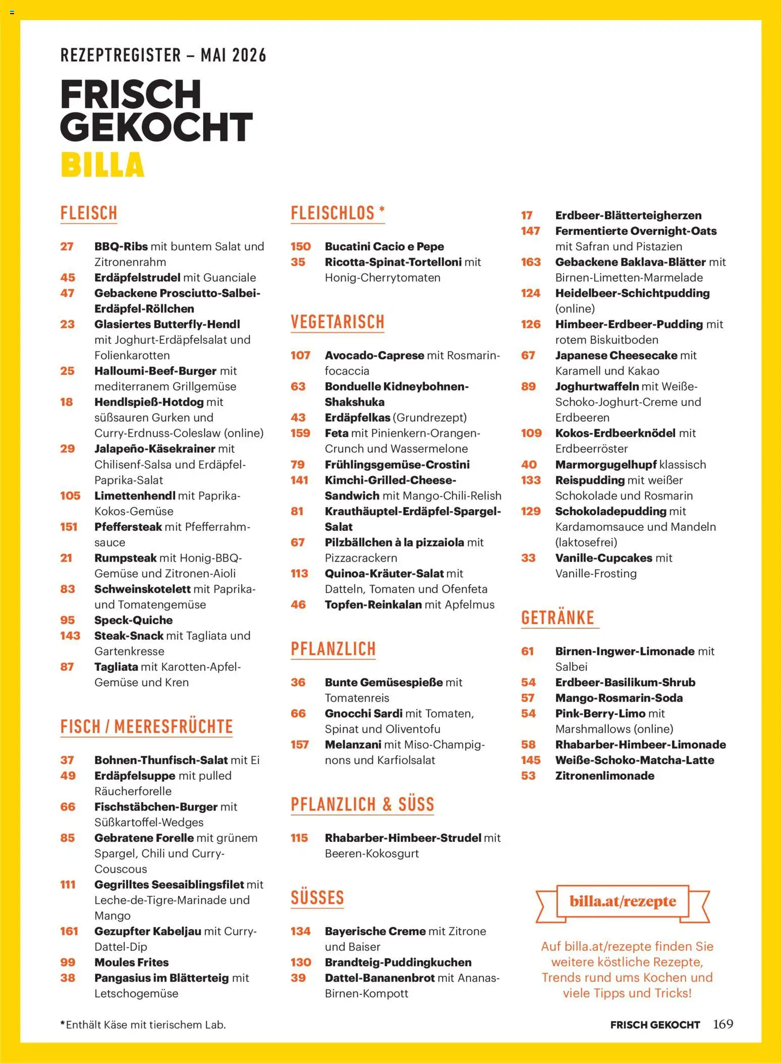 Billa Frisch Gekocht gültig ab 01.05.2026 | Seite: 167 | Produkte: Salat, Gemüse, Zitrone, Creme