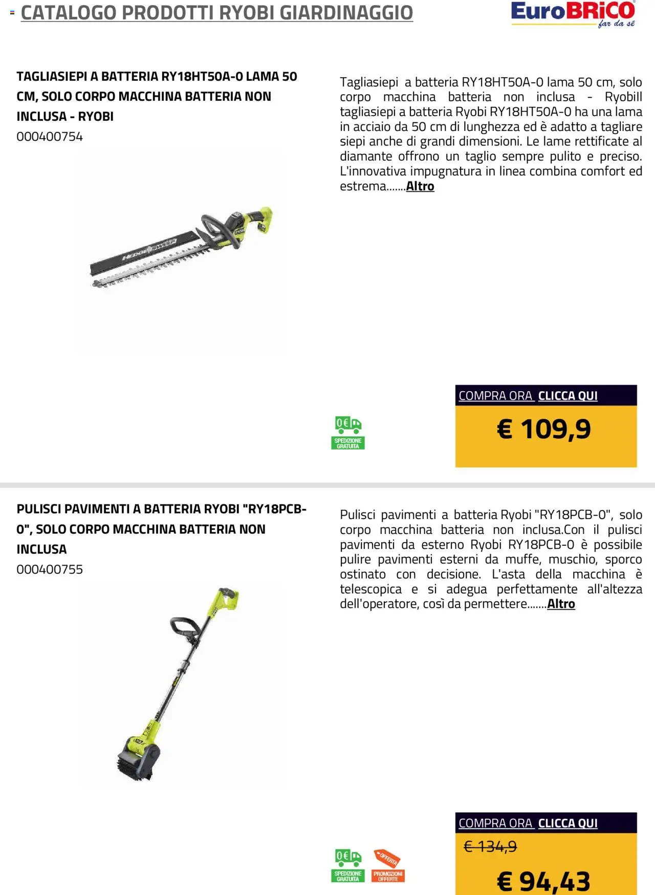 Volantino Eurobrico del 23.07.2025 | Pagina: 25 | Prodotti: Tagliasiepi, Batteria