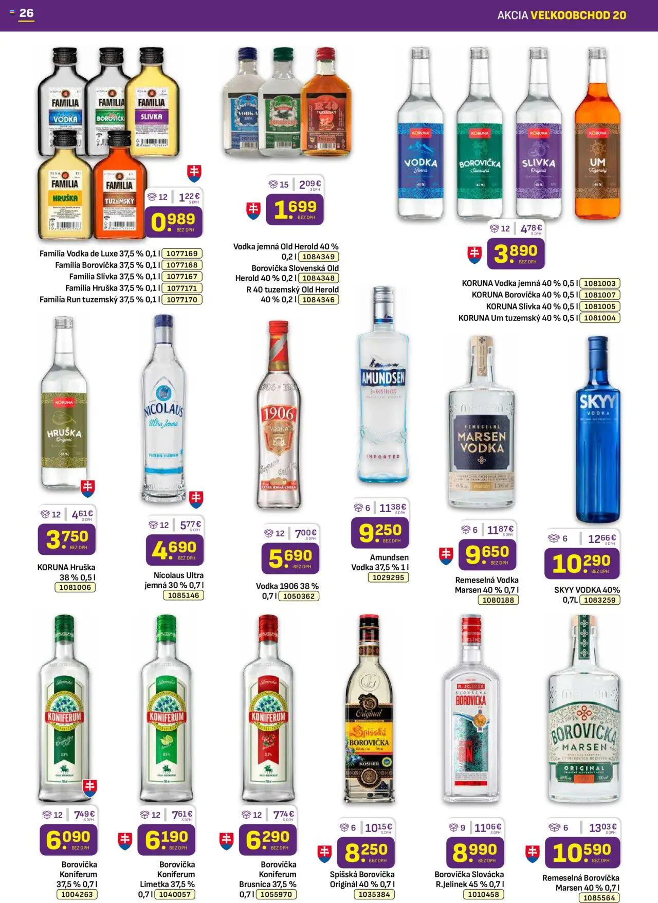 Nové Libex akcie – leták je platný od 06.10.2025 | Strana: 26 | Produkty: Limetka, Borovička, Koniferum, Vodka