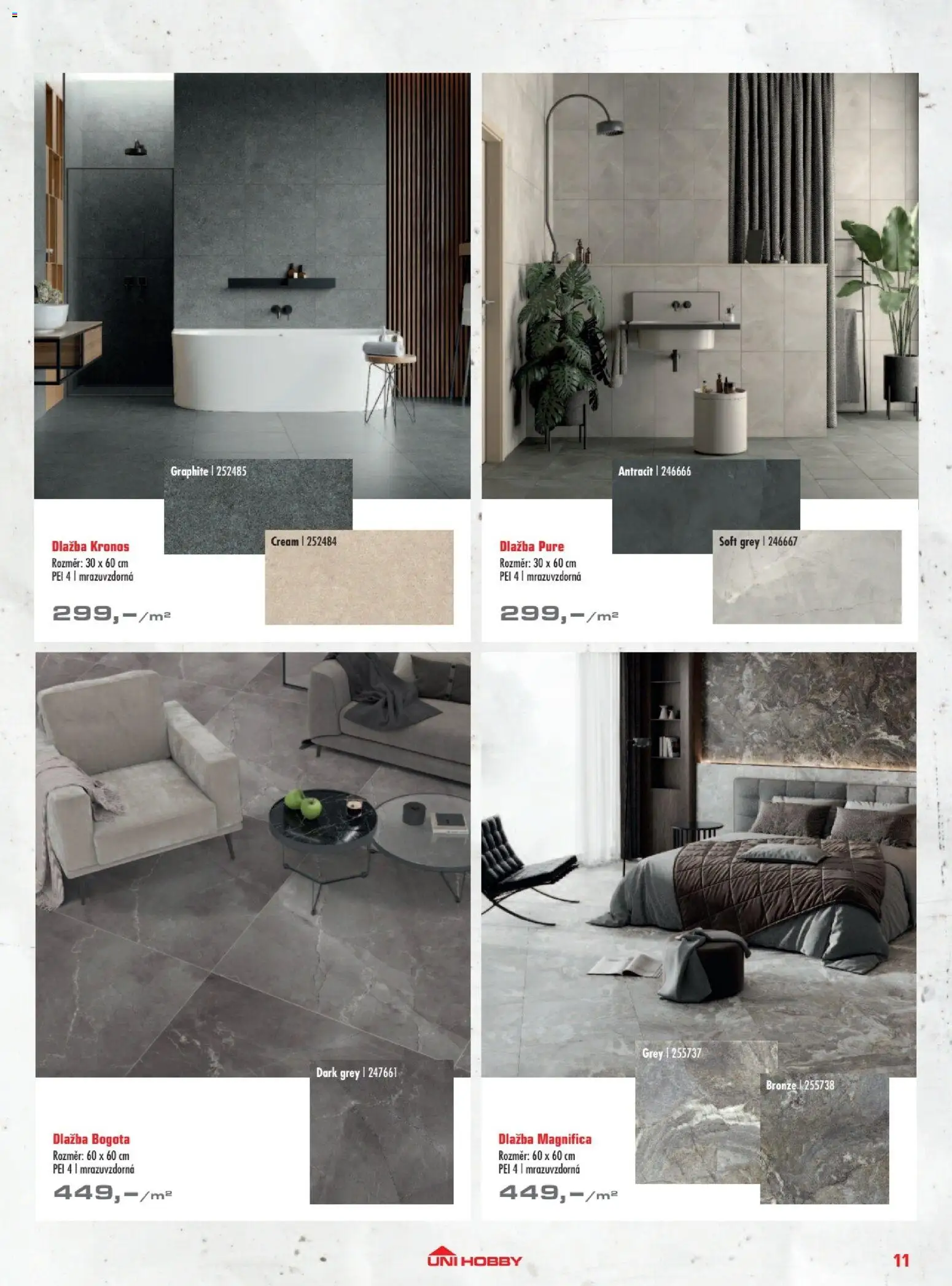 Uni Hobby katalog - Dlažby, obklady a sanita 2026 od 20.02.2026 | Strana: 11 | Produkty: Dlažba