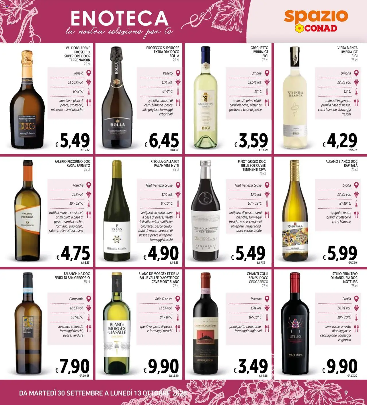 Volantino Spazio Conad del 30.09.2025 | Pagina: 9 | Prodotti: Tè, Prosecco, Frutti di mare, Griglia