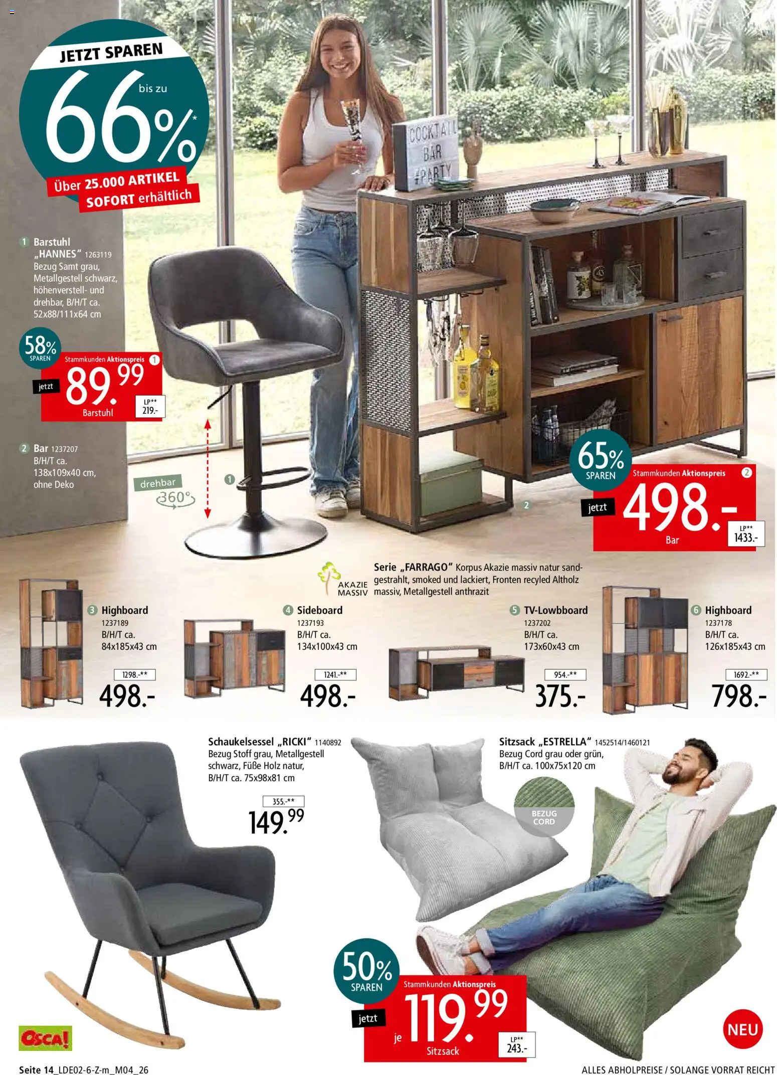 Zurbrüggen Prospekt 	 – gültig ab 22.02.2026 | Seite: 20 | Produkte: Sideboard, Sitzsack, HIghboard