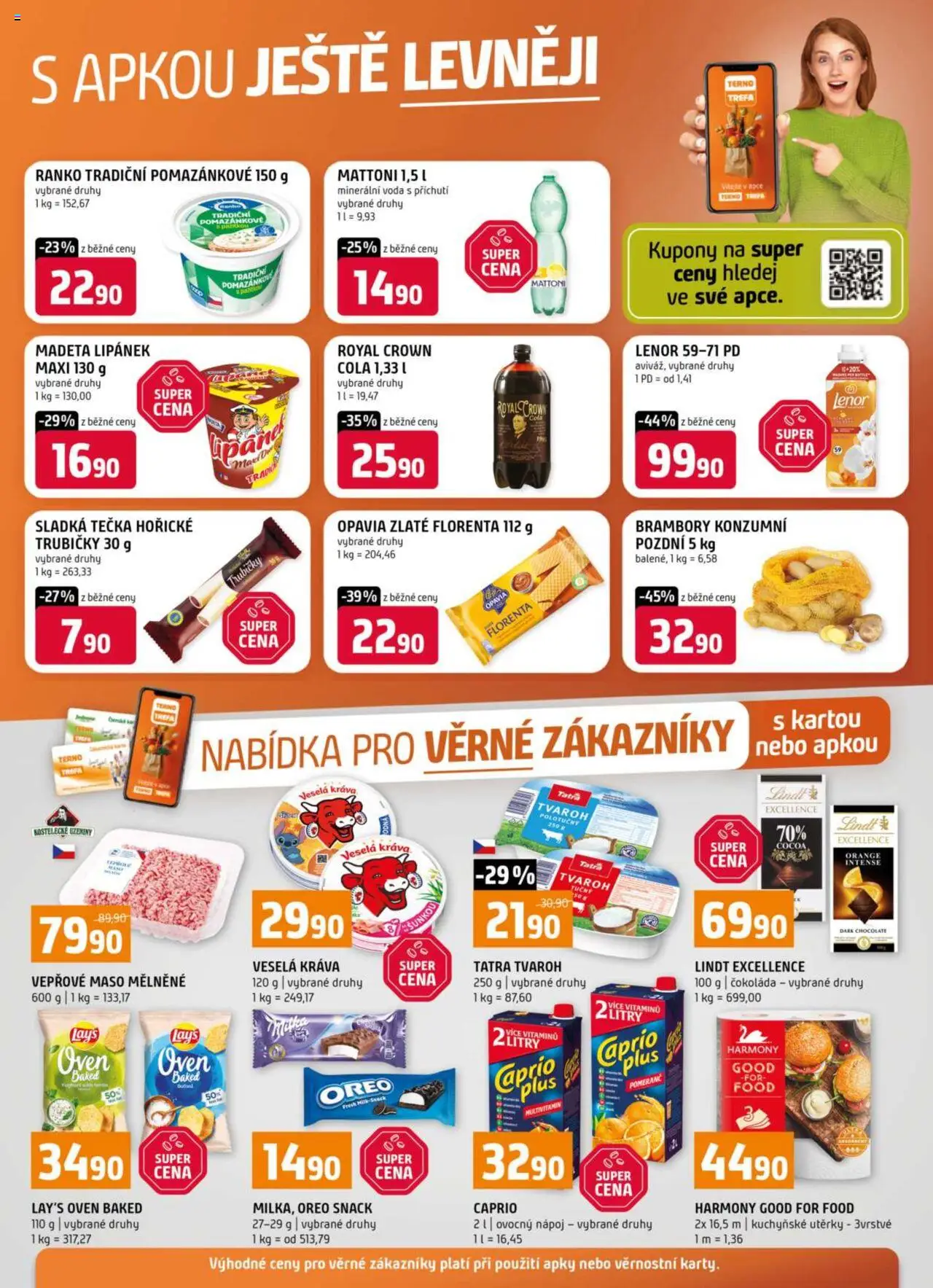 Terno leták - Bechyně, České Budějovice, Hradec Králové, Olomouc, Třeboň, Trhové Sviny, Týn nad Vltavou od 22.10.2025 | Strana: 20 | Produkty: Mattoni, Tvaroh, Maso, Oreo