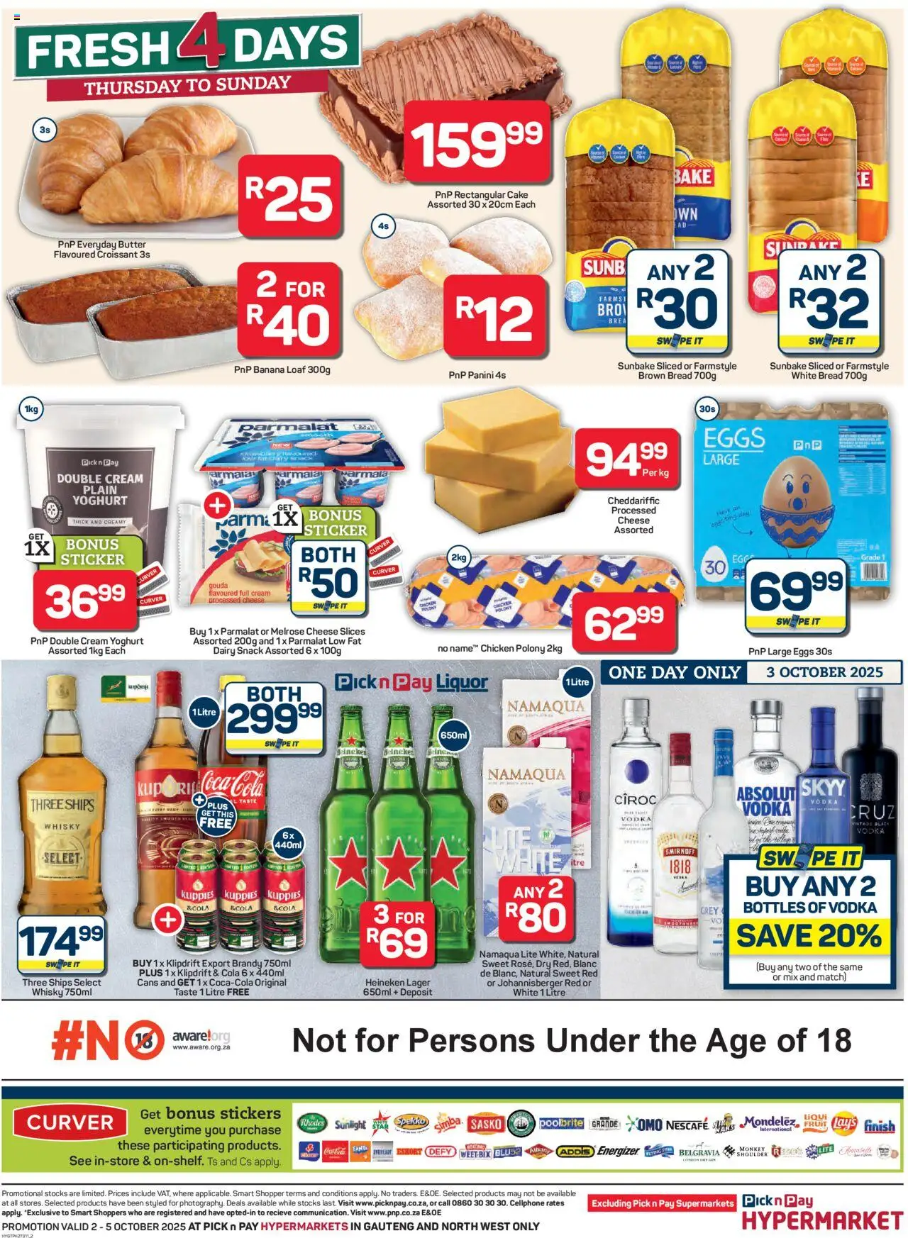 New Pick n Pay catalogue – valid from 02.10.2025 | Page: 2 | Products: Cake, Brandy, Cheese, Chicken