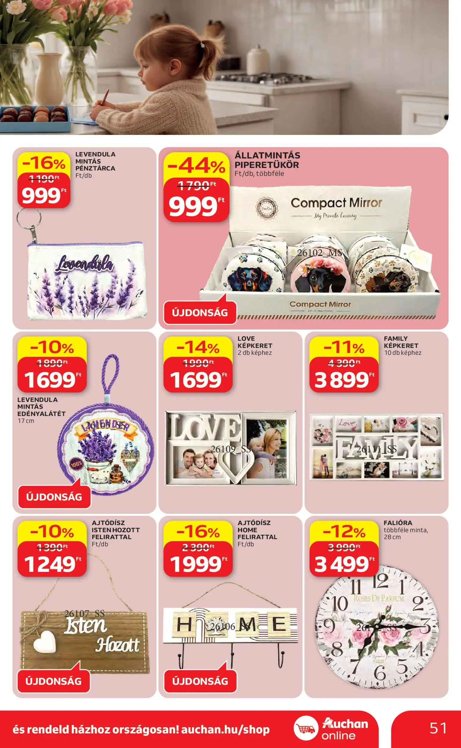 Auchan akciós ujság - amely érvényes a következő dátumtól: 30.04.2026 | Oldal: 51 | Termékek: Pénztárca, Parfüm, Képkeret, Levendula