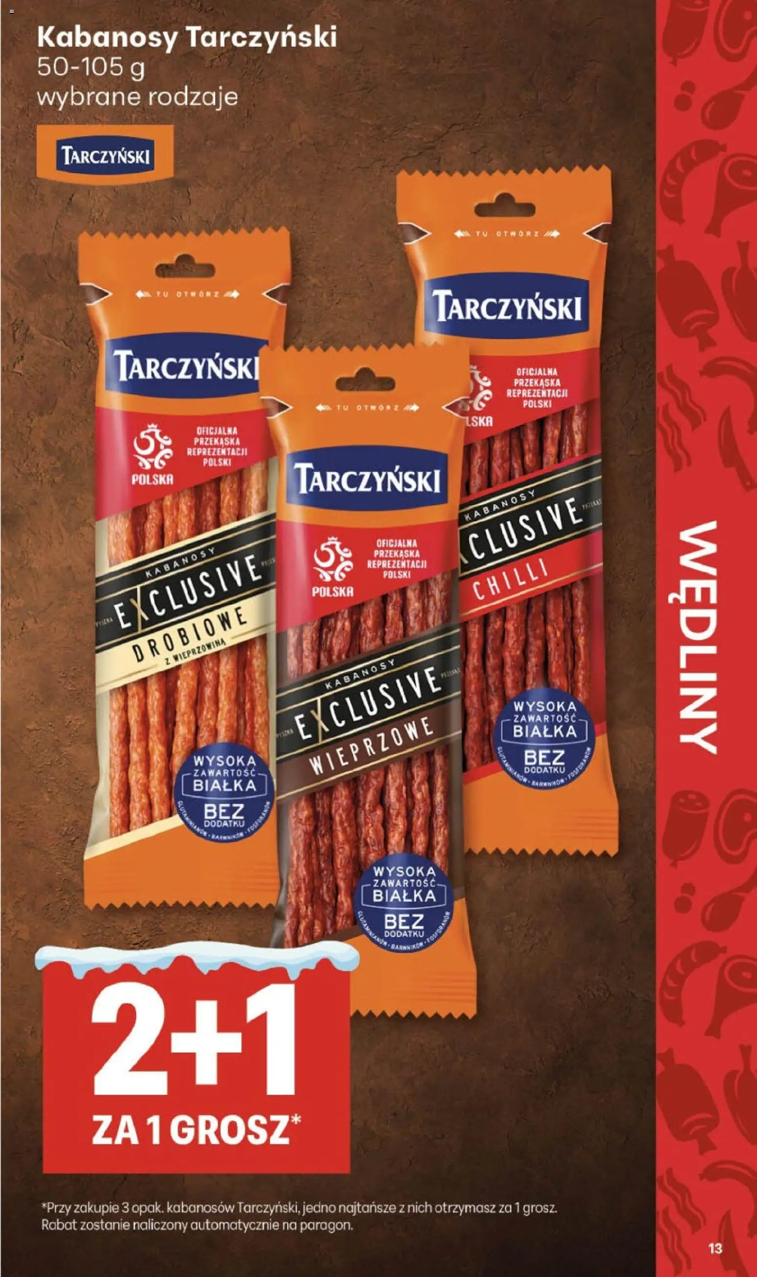 Delikatesy Centrum Gazetka od 22.01.2026 | Strona: 13 | Produkty: Kabanosy, Wędliny, Wieprzowina