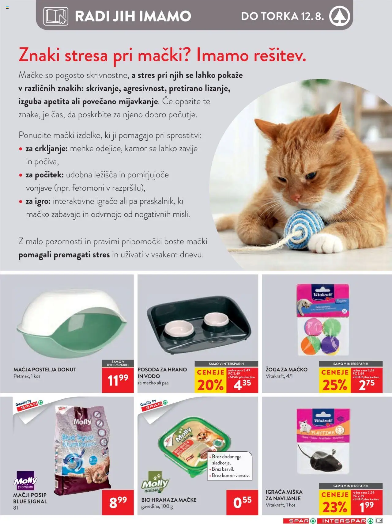 Spar katalog 32/25 │ velja od 06.08.2025 | Stran: 23 | Izdelki: Hrana za mačke, Bio hrana, Postelja, Kos