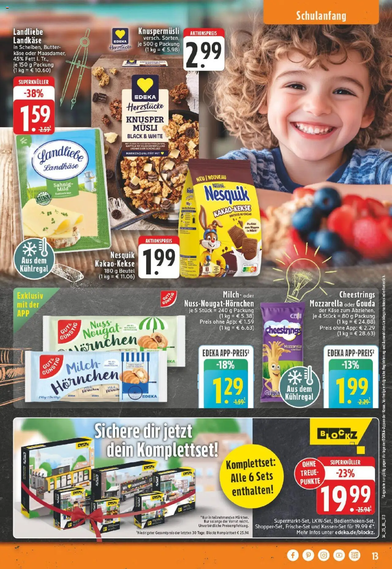 Edeka Prospekt 	 - gültig ab dem 18.08.2025 | Seite: 13 | Produkte: Musli, Milch, Käse, Mozzarella