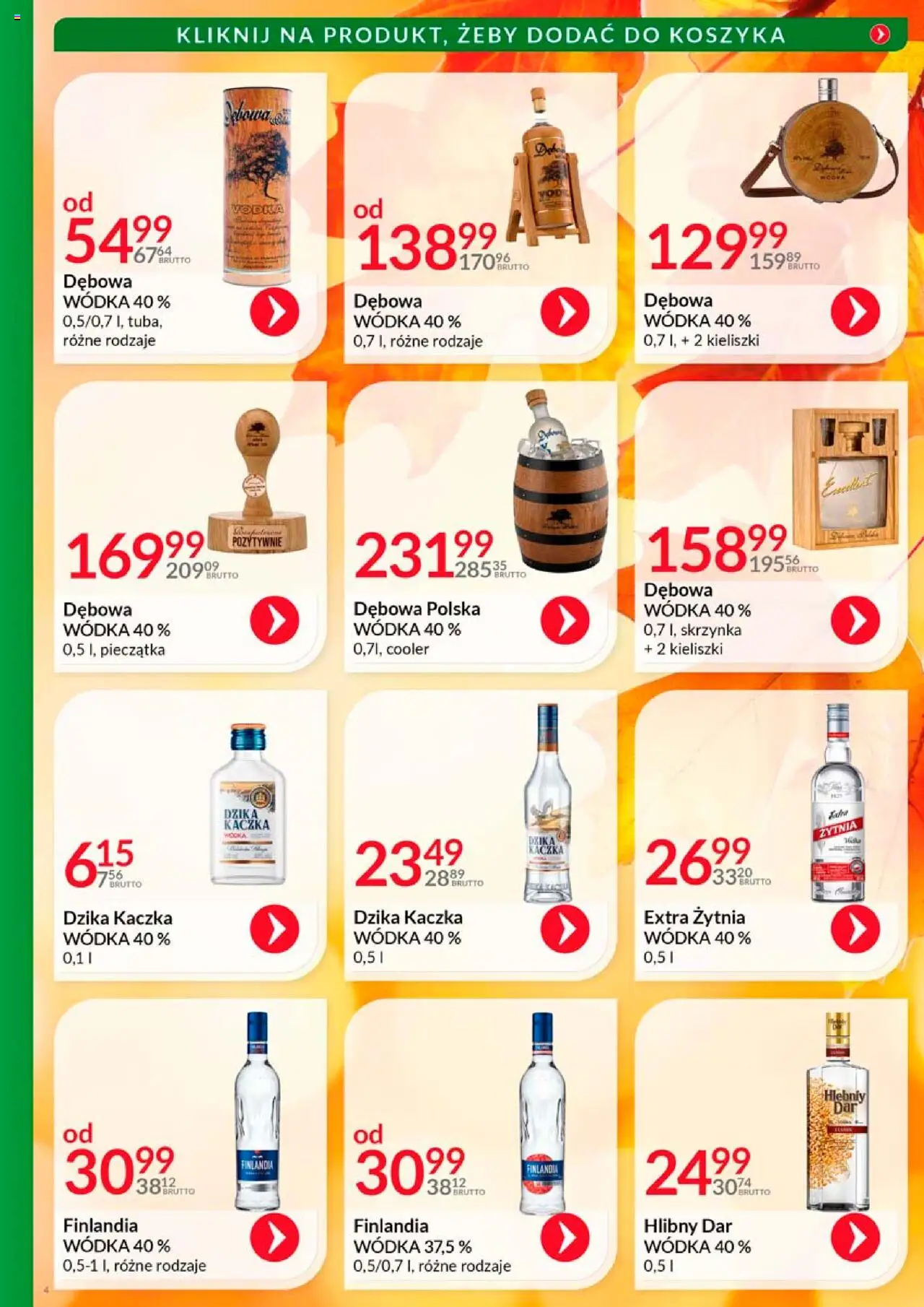 Eurocash Gazetka - Katalog Alkoholowy od 01.10.2025 | Strona: 4 | Produkty: Kaczka, Vodka, Wódka
