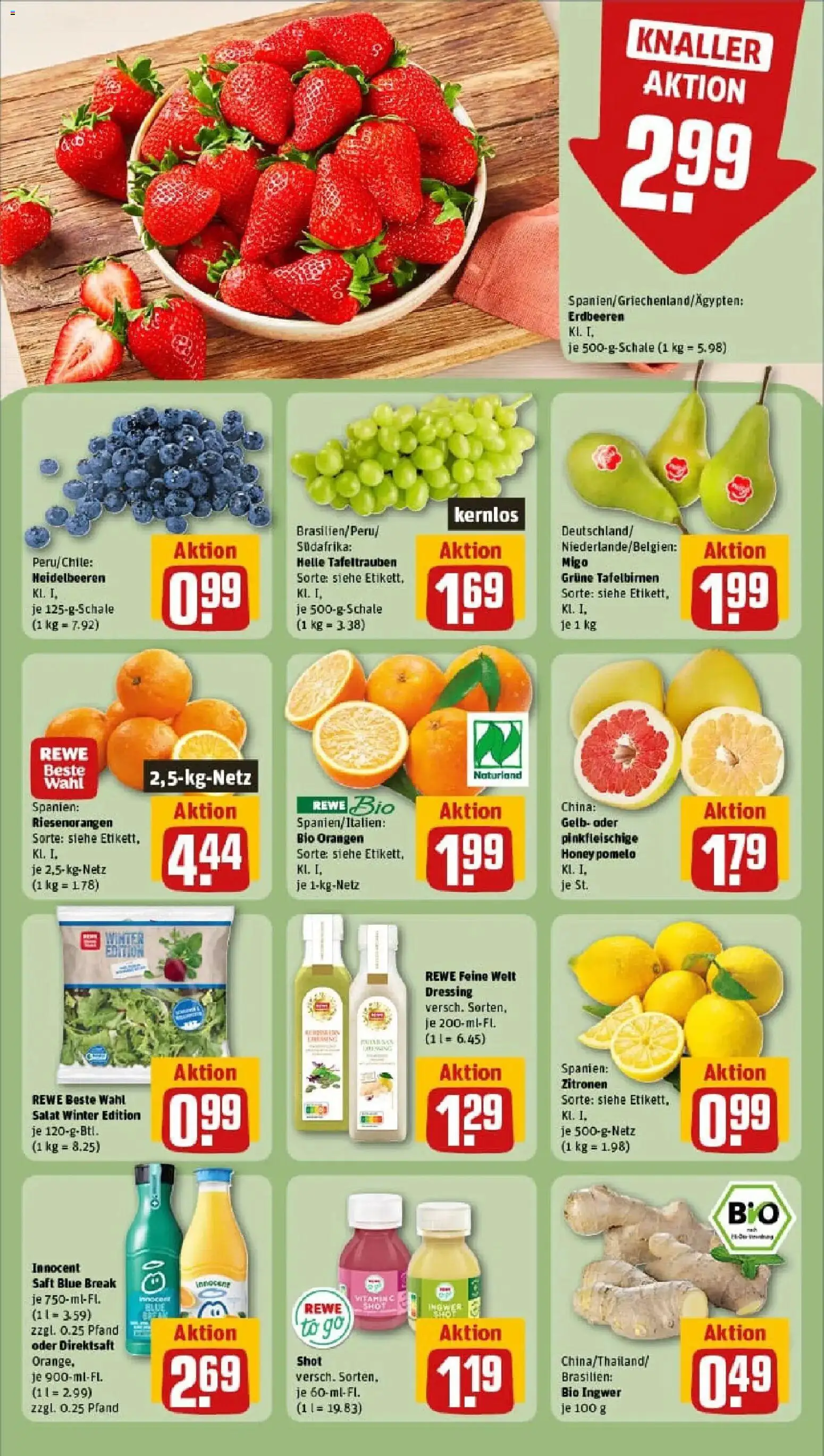 Rewe prospekt Limburg	 – gültig ab 26.01.2026 | Seite: 6 | Produkte: Orangen, Heidelbeeren, Saft, Zitronen