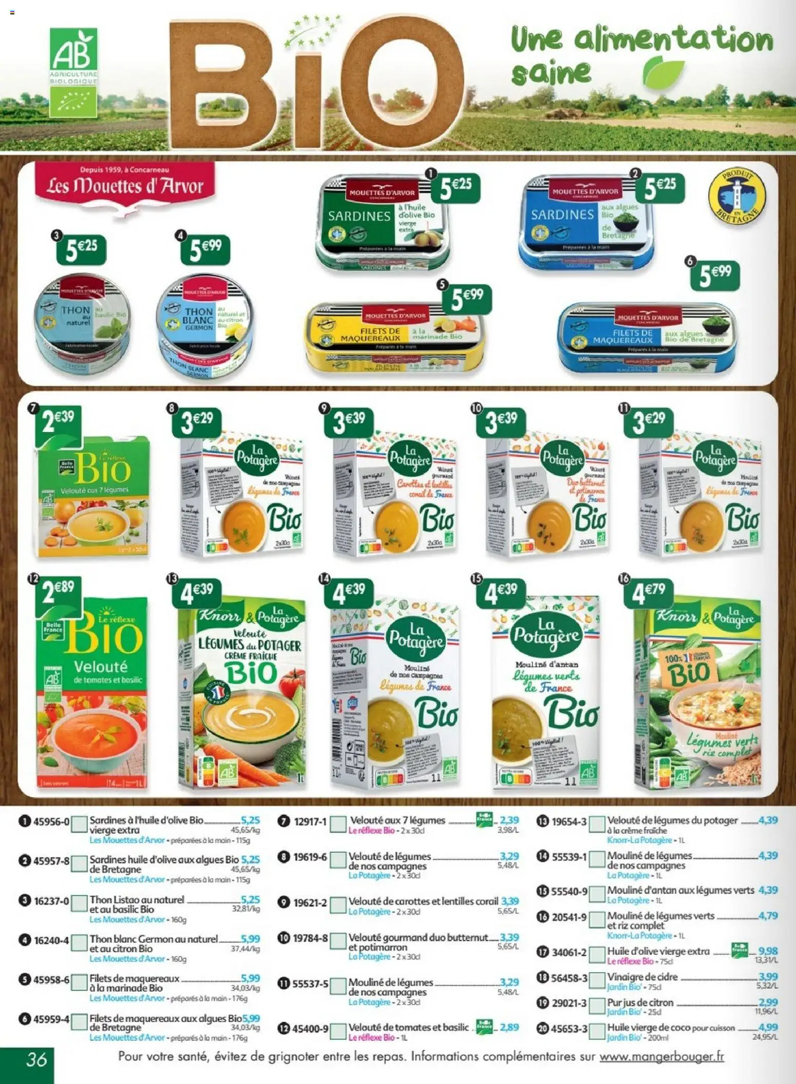 {H1} | Page: 36 | Produits: Sardines, Jus de citron, Huile, Riz